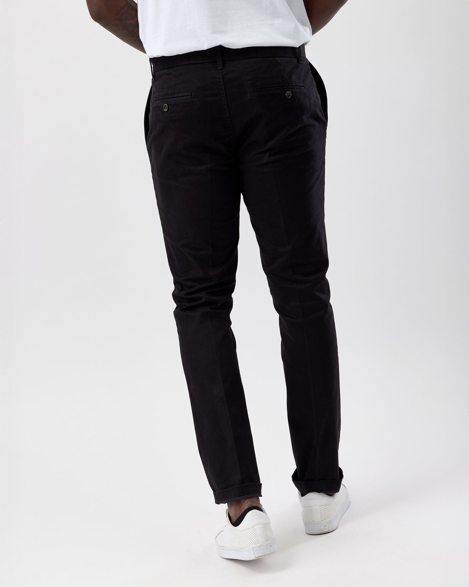 Men's Chino Pants Black Straight Leg by Wayver Originals, rear view