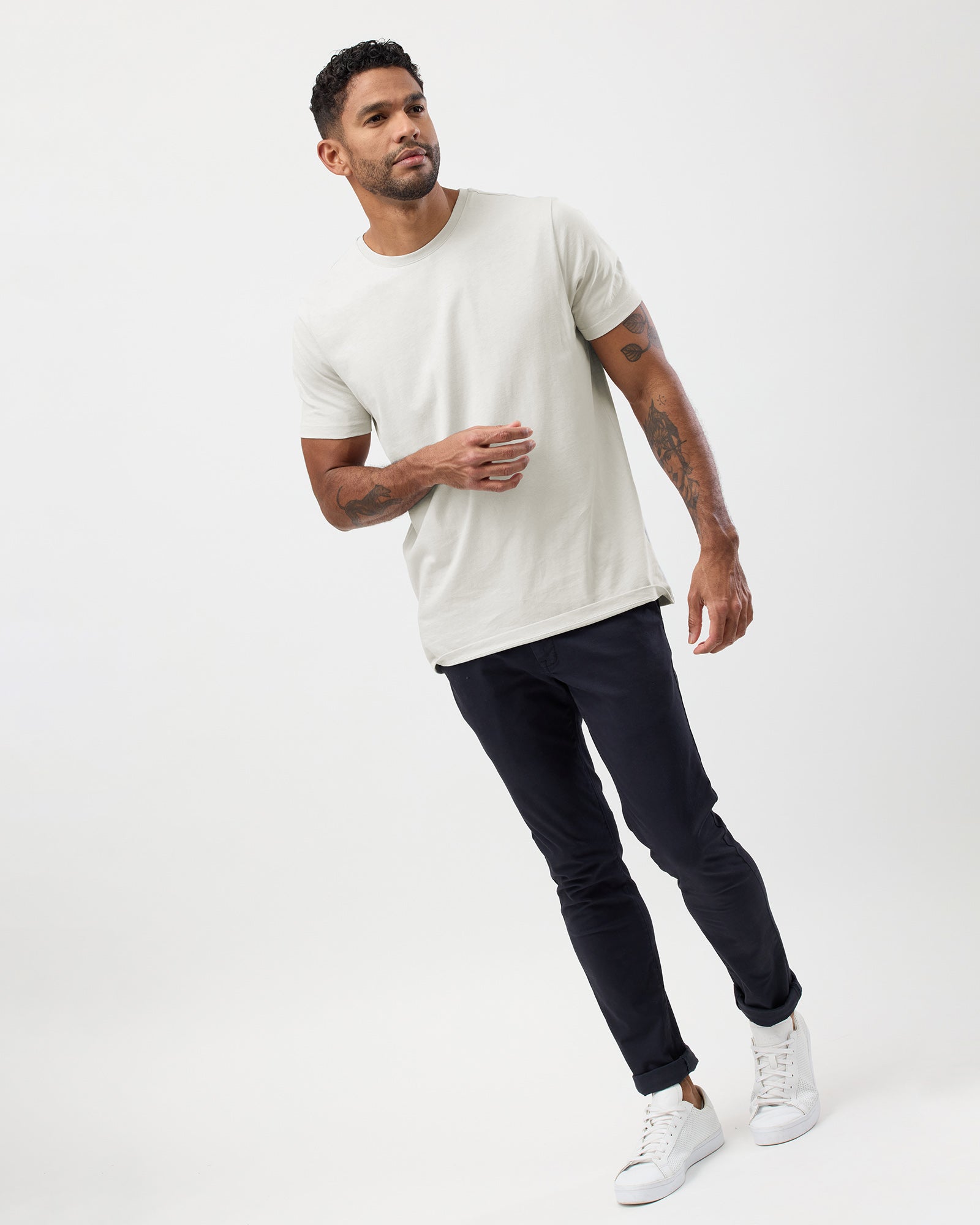 Men's premium cotton t-shirt in Off White, full body image