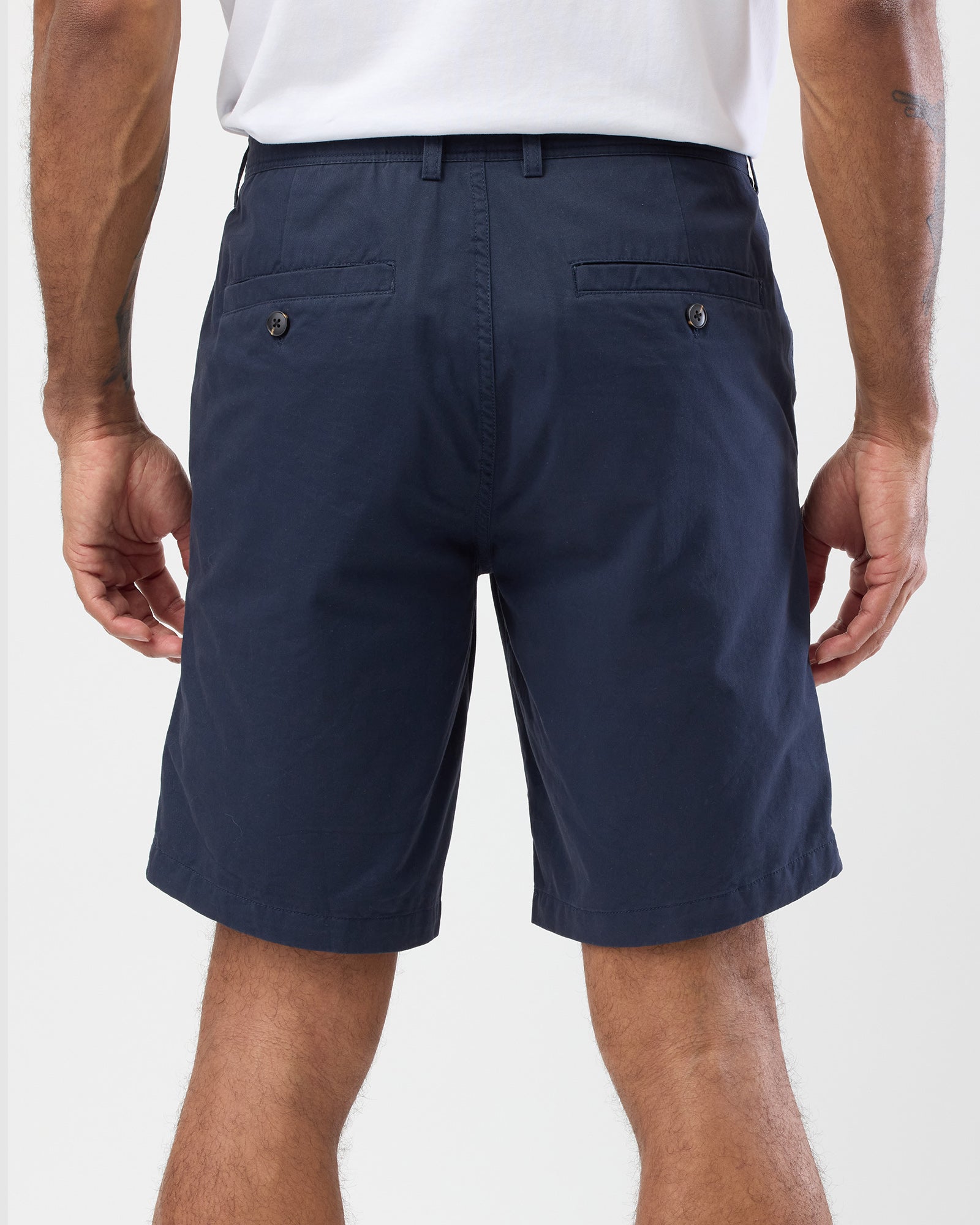 Men's Navy Blue Bermuda Shorts - Premium Cotton Casual Shorts Detail View