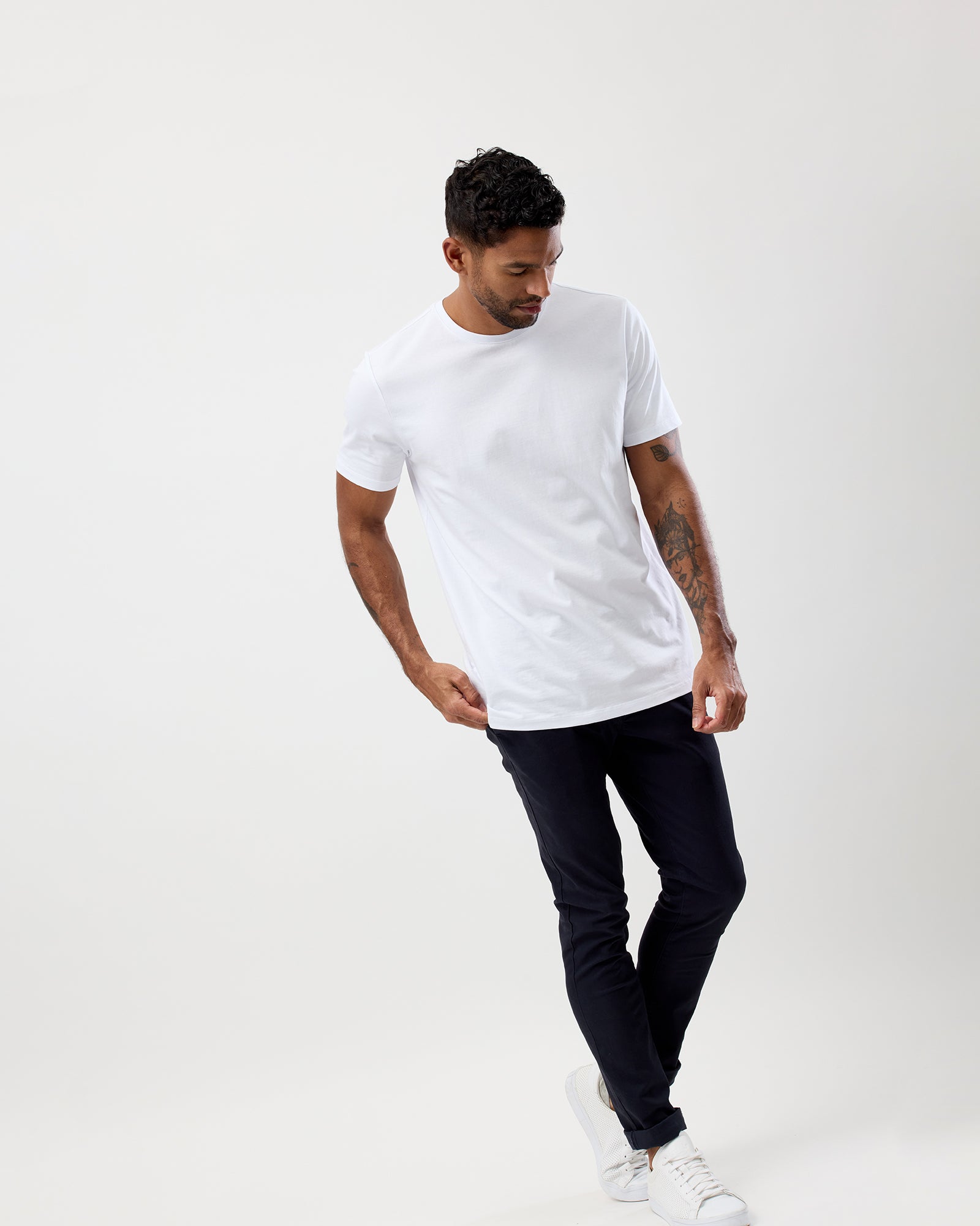 A True Classic White Men's Cotton T-Shirt, Full Body View
