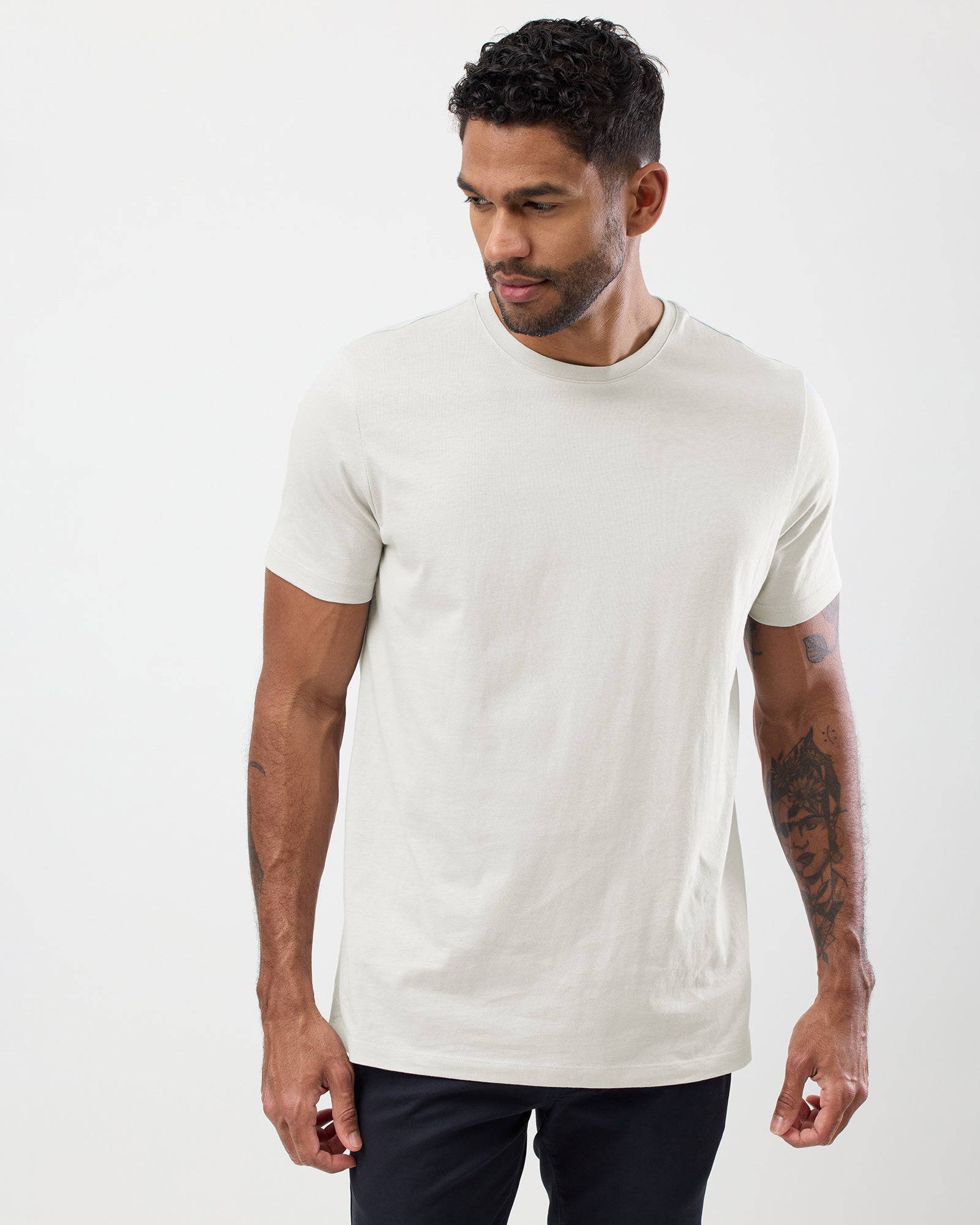 Premium Cotton Men's Off White T-Shirt, front view close up