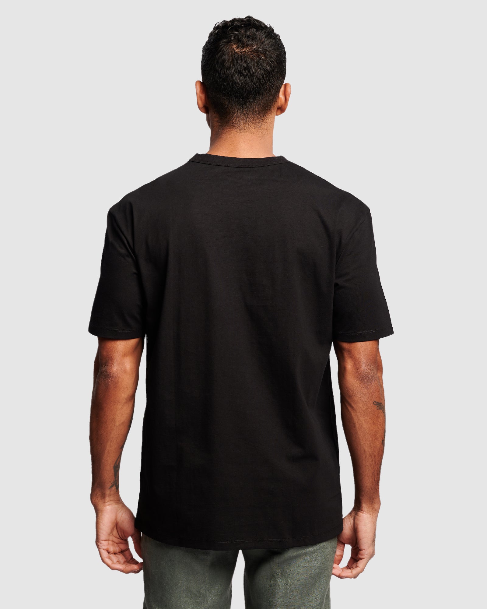 Oversized Black Crew Tee, by Wayver, rear view