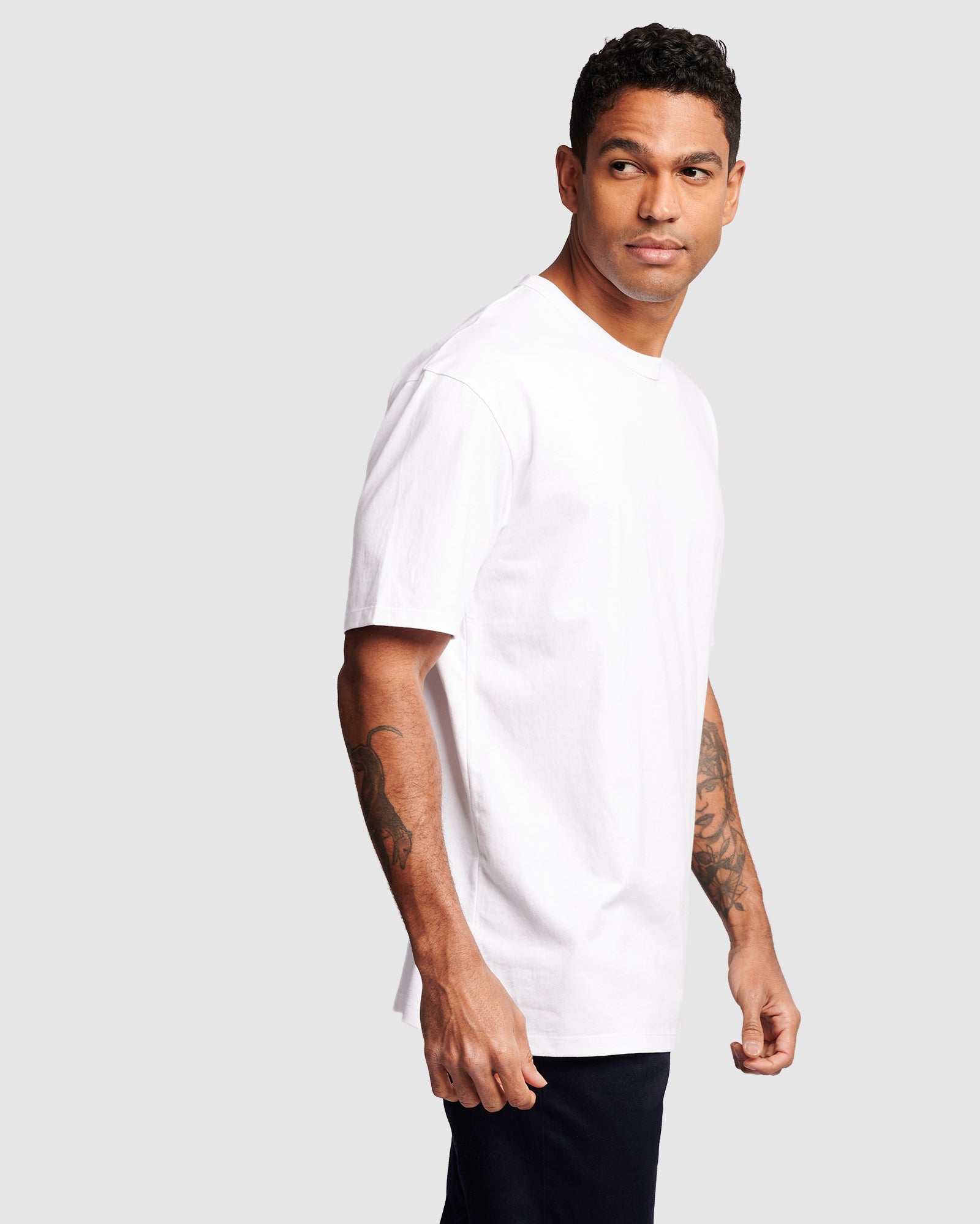 Cotton Oversized White Men's Tee, by Wayver