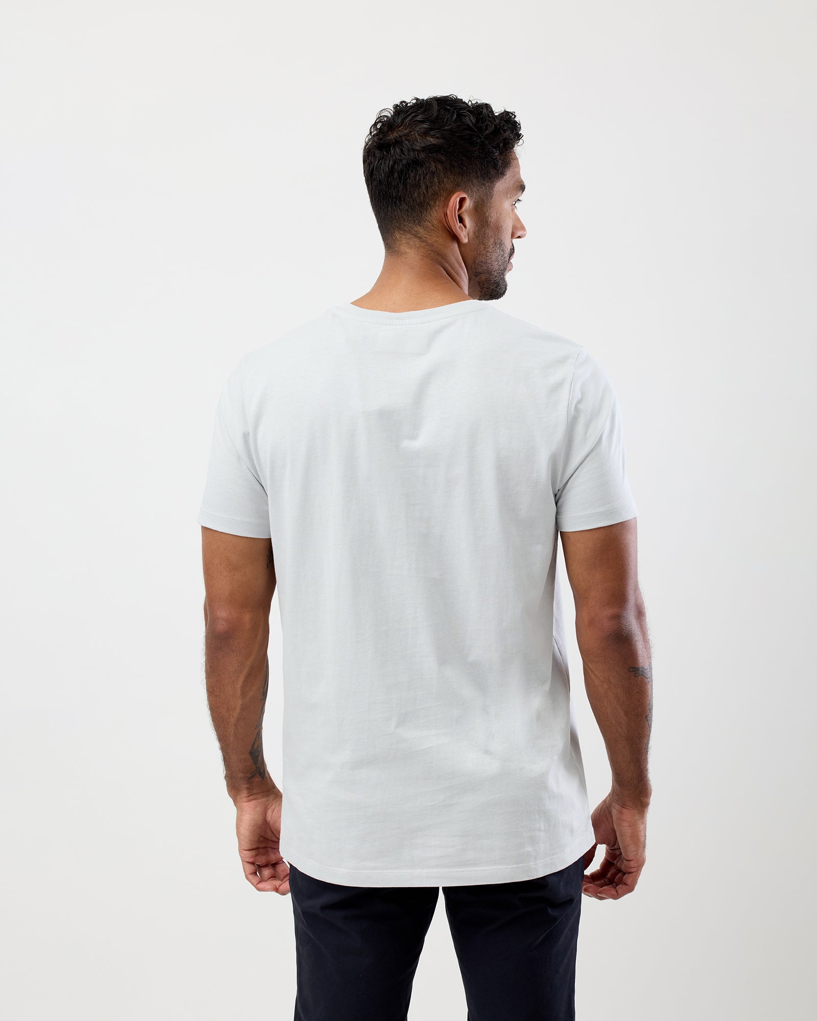 Back view of men's tee in Glacier, by Wayver Originals