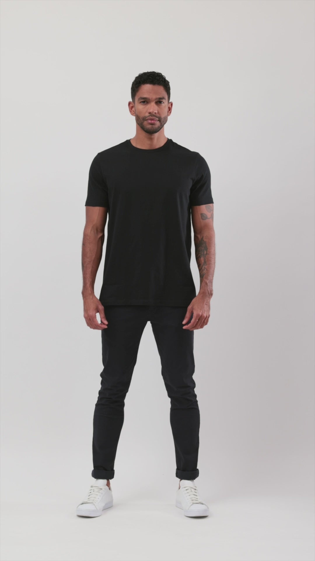 Men's Black Essential Crew Tee, slim fit