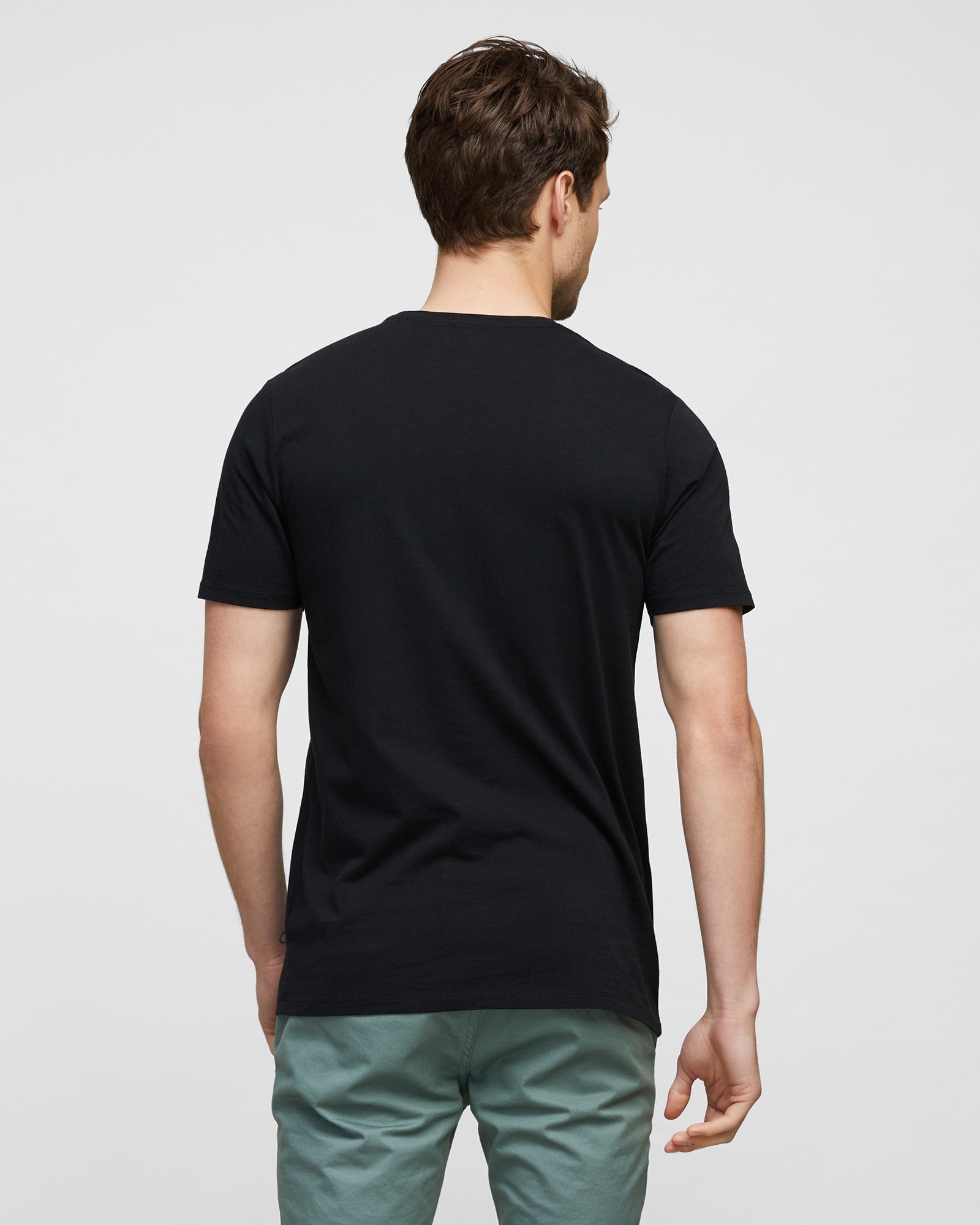 Black Short Sleeve Tee for Men, rear view