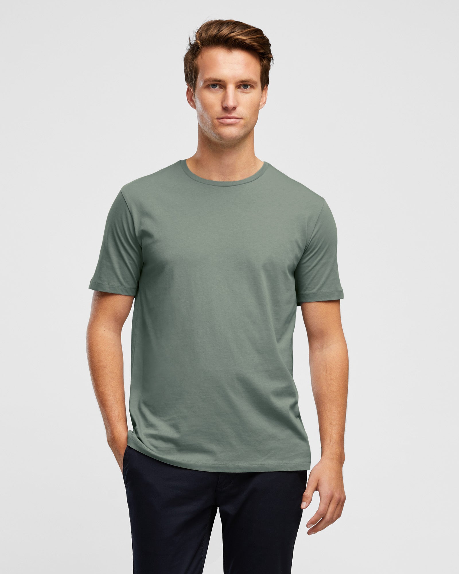 Essential Crew Tee in Sage Green colour, by Wayver Originals
