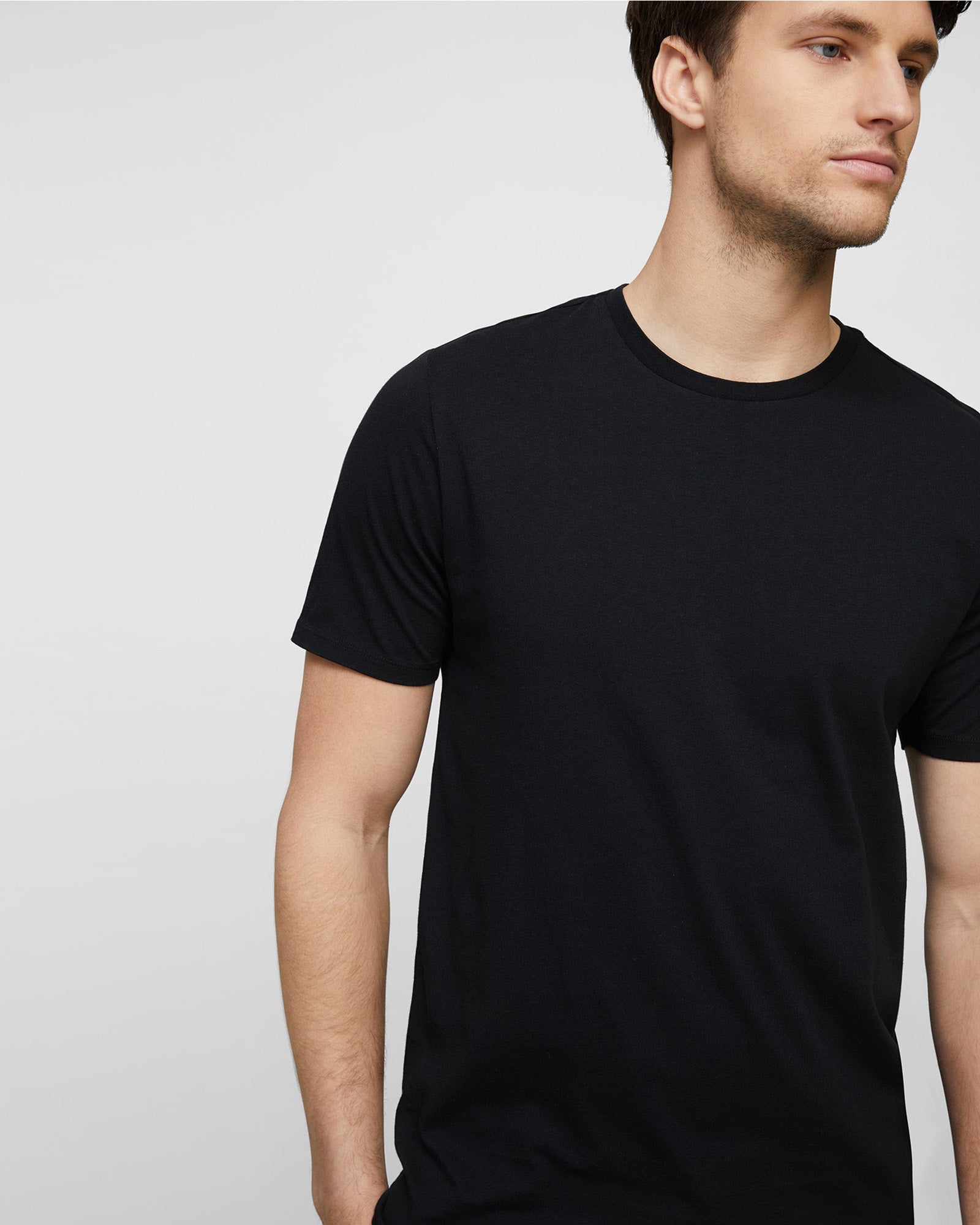 Pure Cotton Men's Black Core T-Shirt with Crew Neck, Close up image