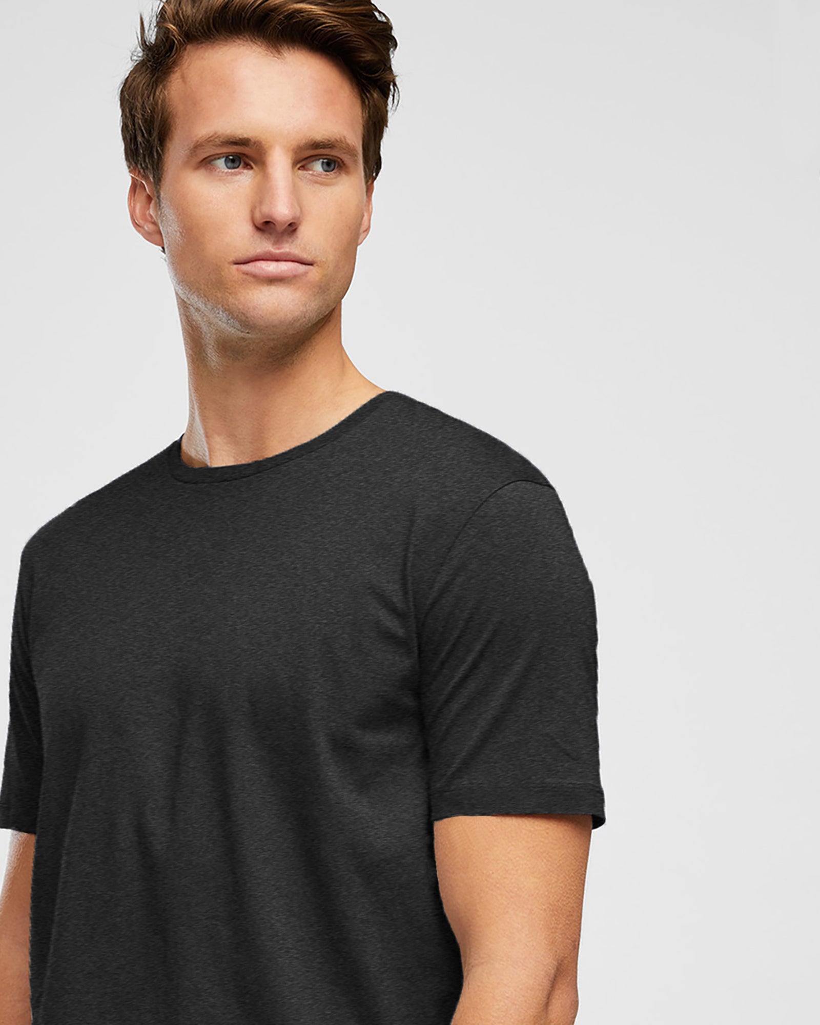 Men's Cotton Charcoal Coloured T-Shirt, close up image