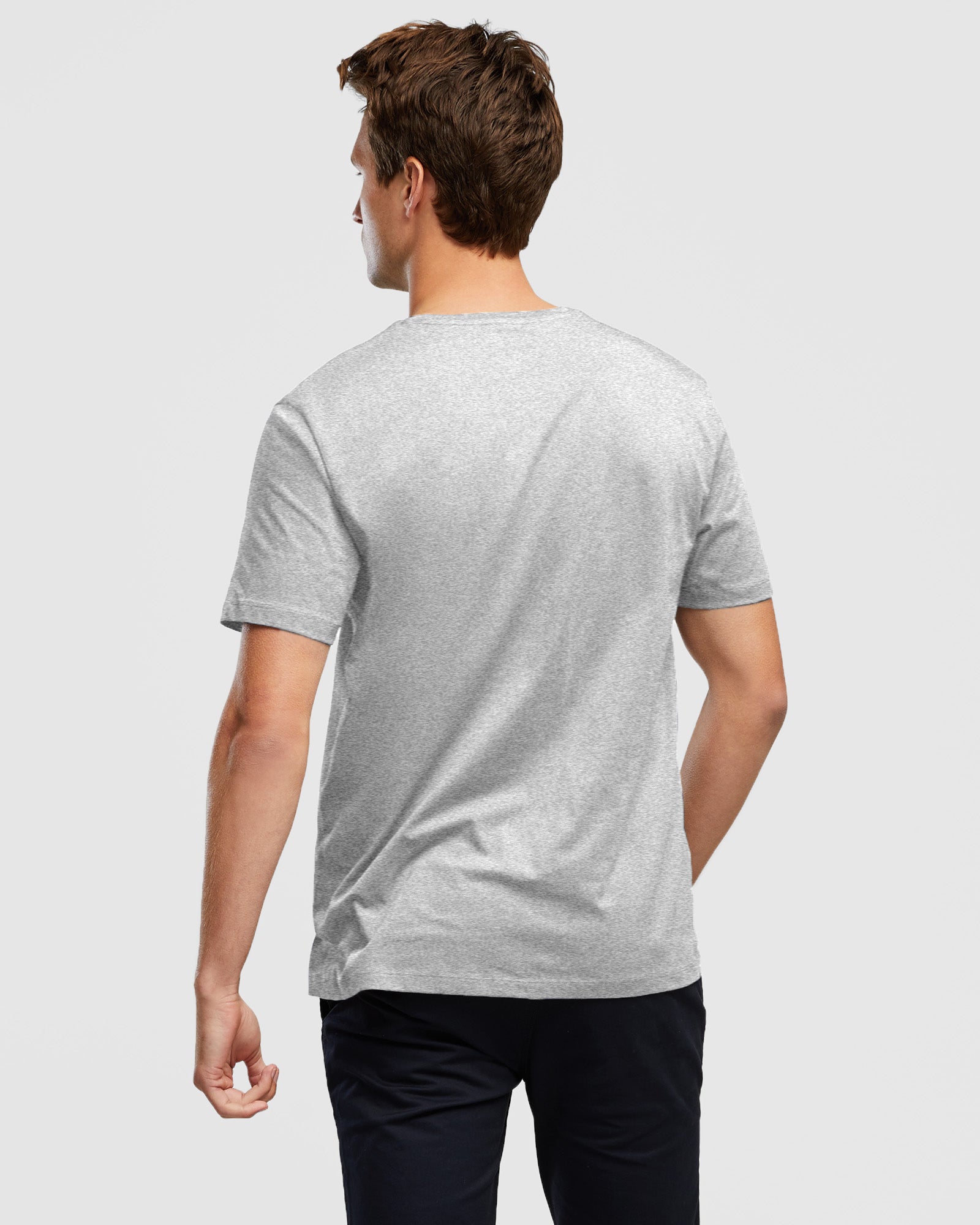 Men's classic light grey t-shirt in cotton, rear view