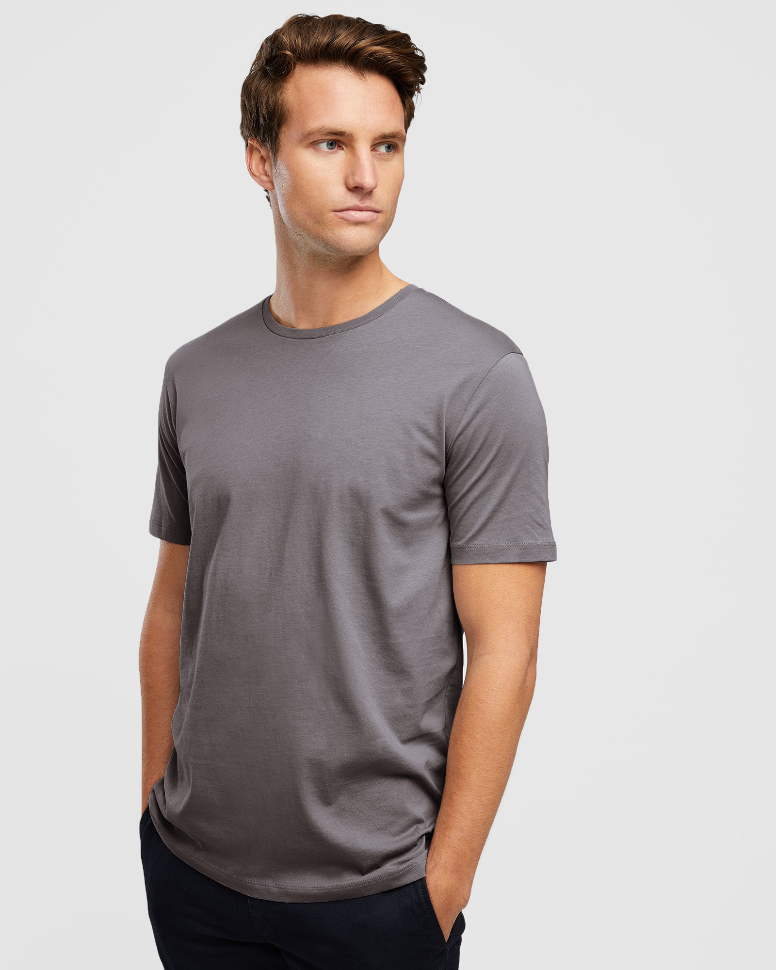 Men's Slim Fitting Tee in Rock Brown, front view