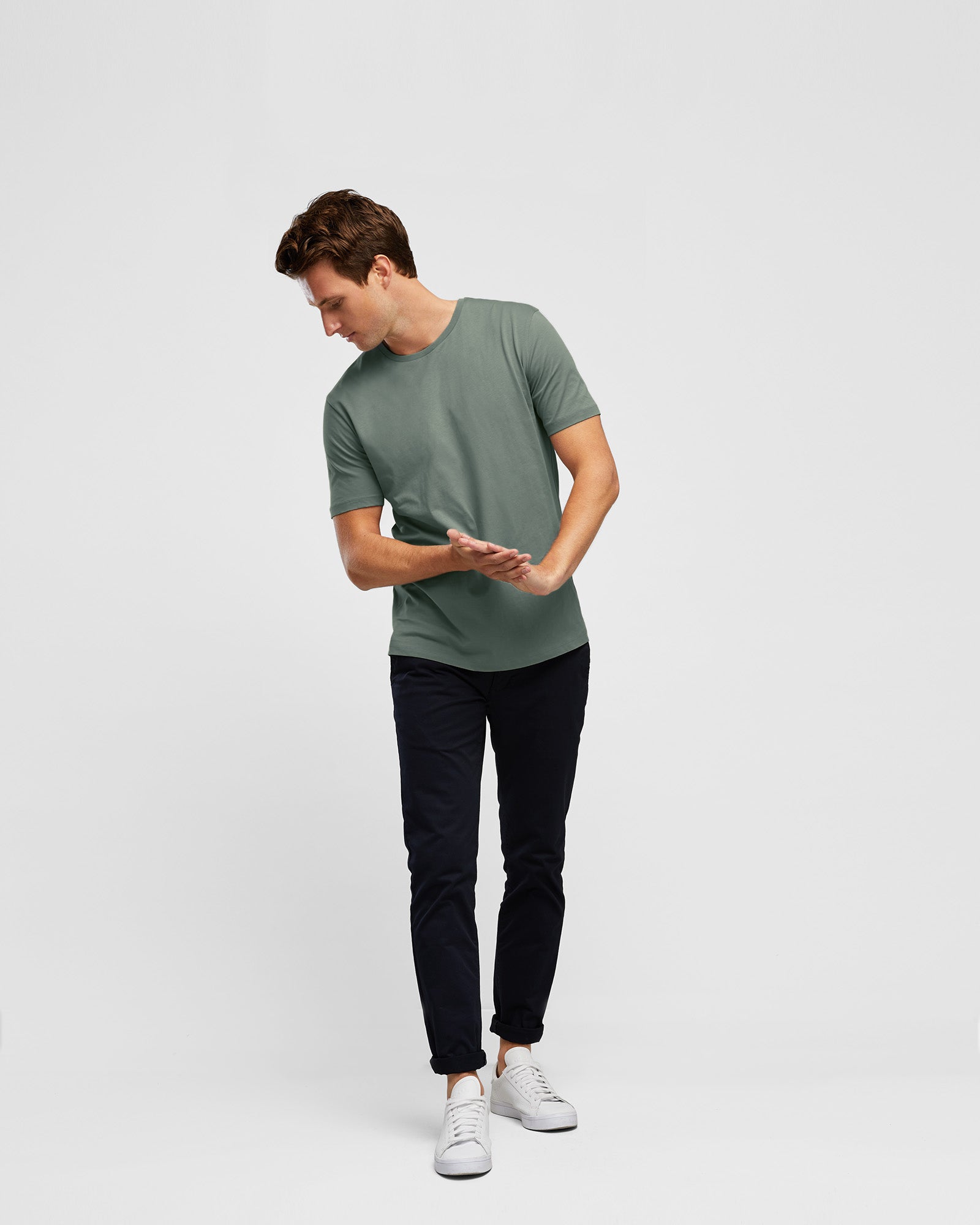 Sage Green Men's T-Shirt, by Wayver, full body image