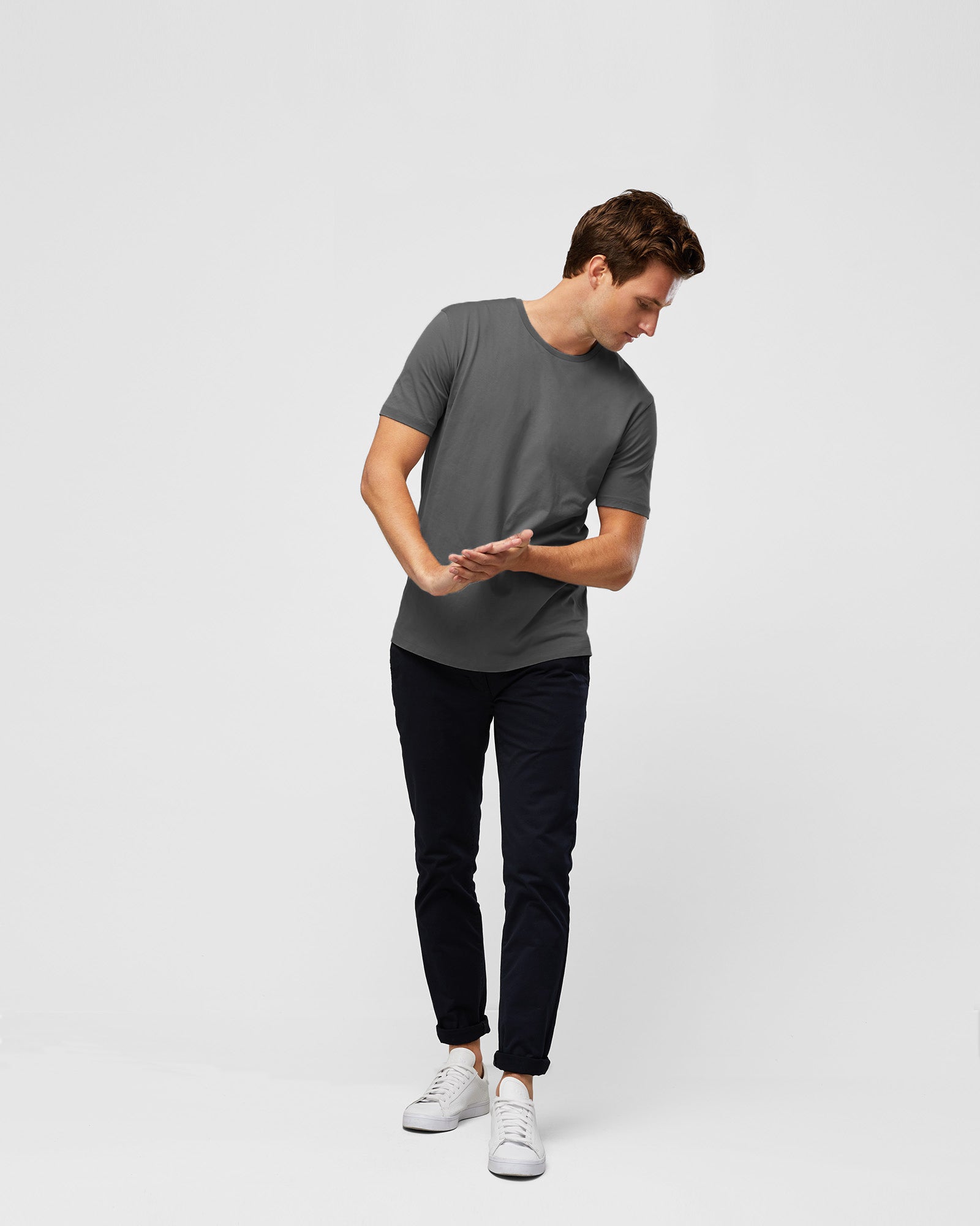 Wayver Essential Crew T-Shirt in Slate, full body view