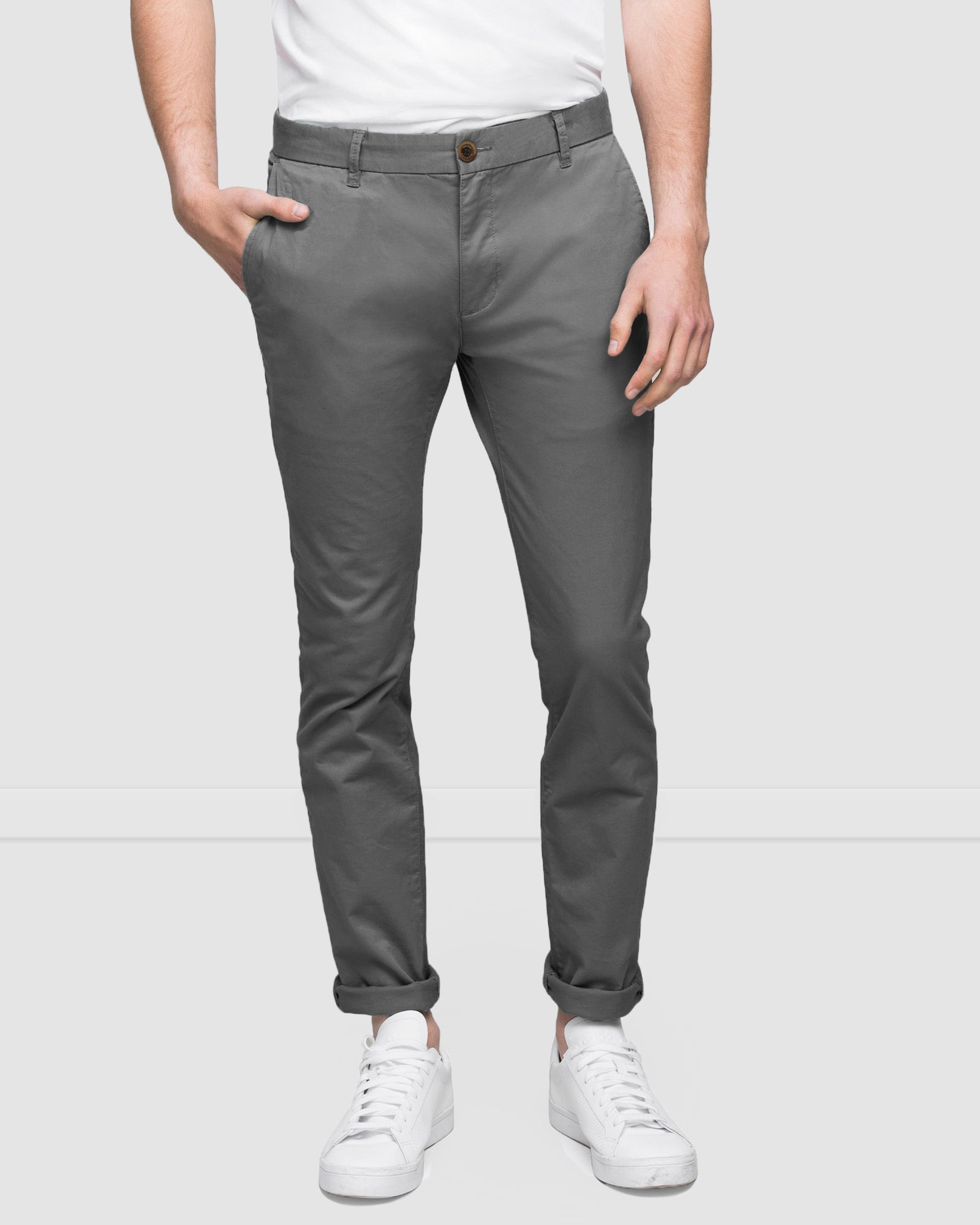 Wayver Men's Slim Fit Chino Pants in Grey Best Seller on The Iconic
