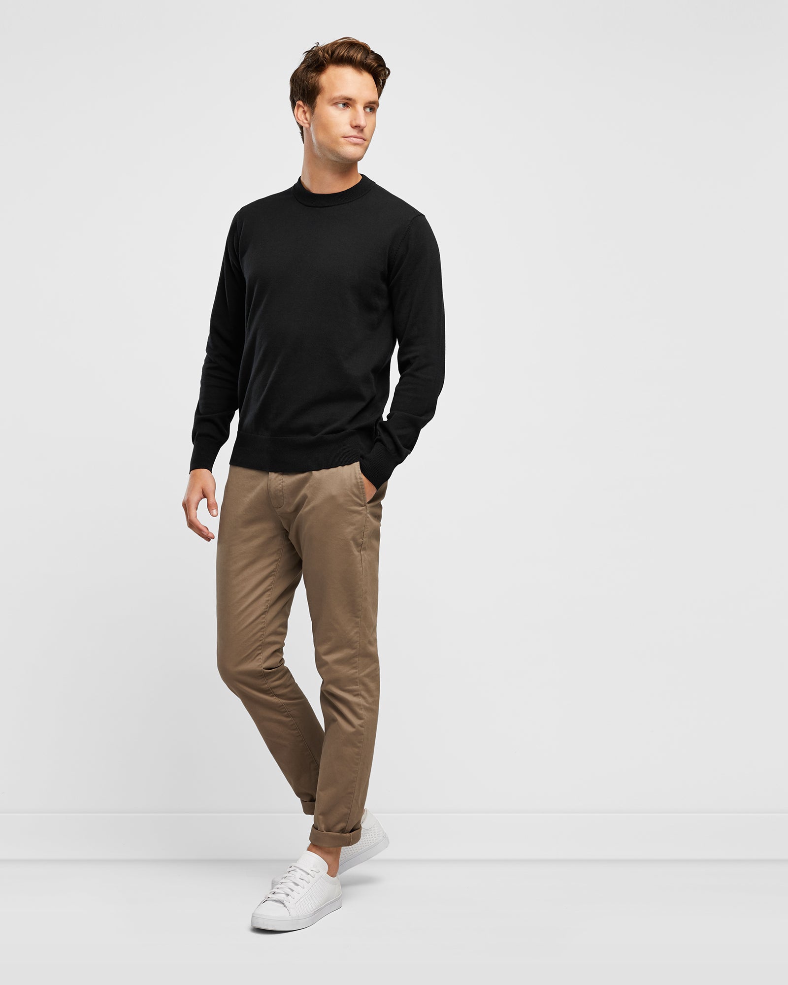 Men's Black Cotton Crew Neck Knit - Wayver Originals