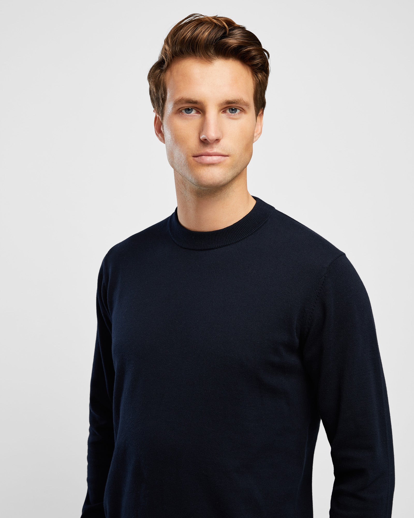 Men's Cotton Navy Crew Neck Knit - Wayver Originals