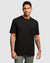 Black Oversized crew t-shirt in a heavyweight cotton, front close up view