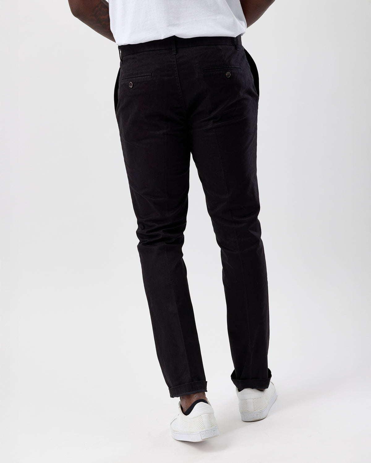 Men's Chino Pants Black Straight Leg by Wayver Originals, rear view