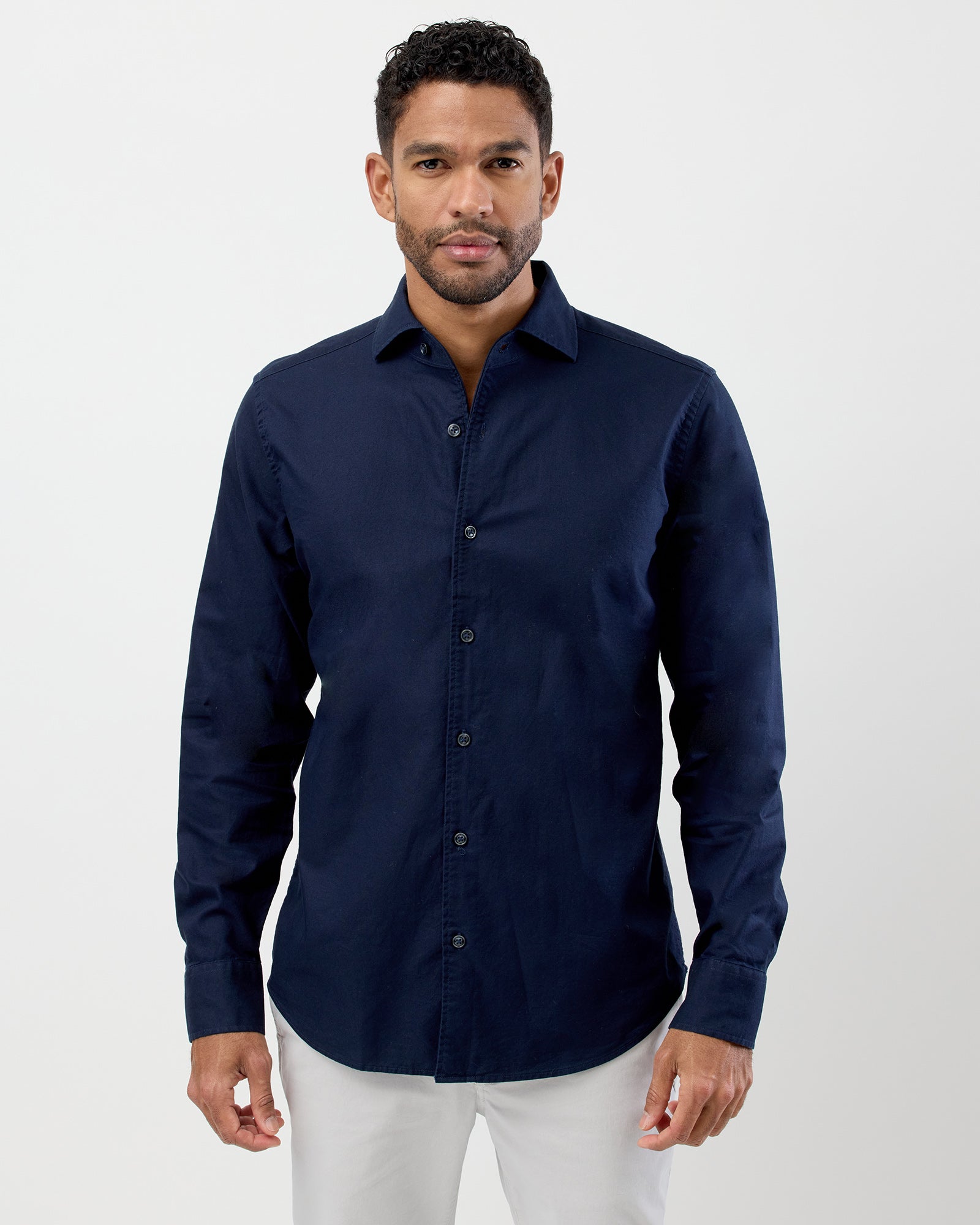 Navy Oxford Shirt | WAYVER - Men's Casual Shirt | Soft Wash Shirts