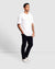 Model wearing a white oversized cotton t-shirt, full body view 