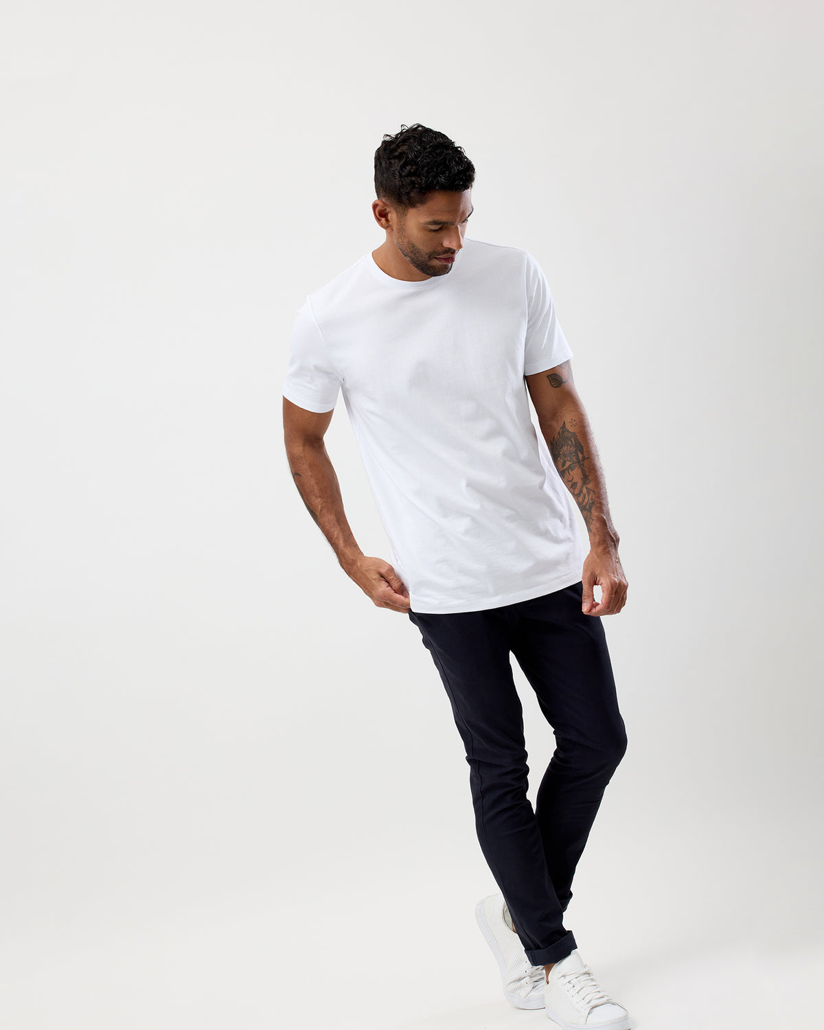 A True Classic White Men's Cotton T-Shirt, Full Body View