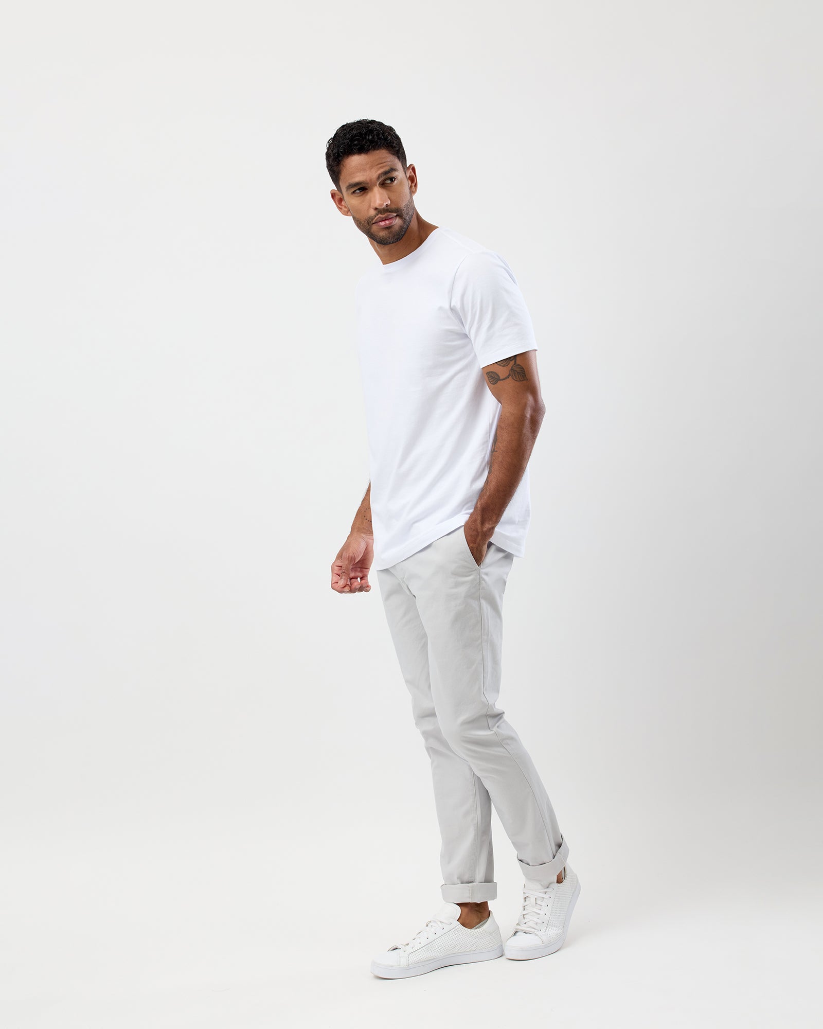 Light Grey Stretch Chino Pants - Men's Slim Fit All Day Comfort Full body style