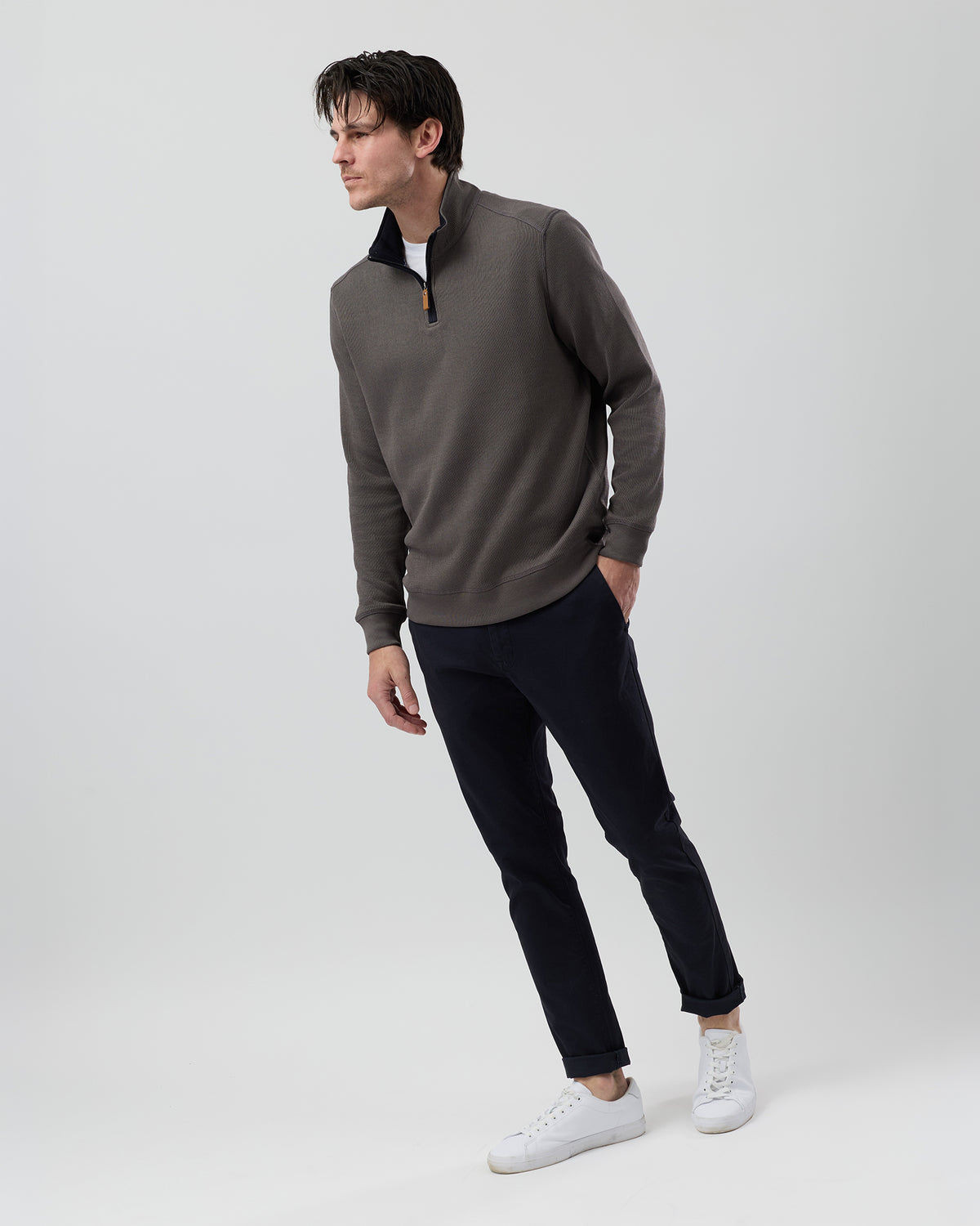 FRENCH RIB HALF ZIP