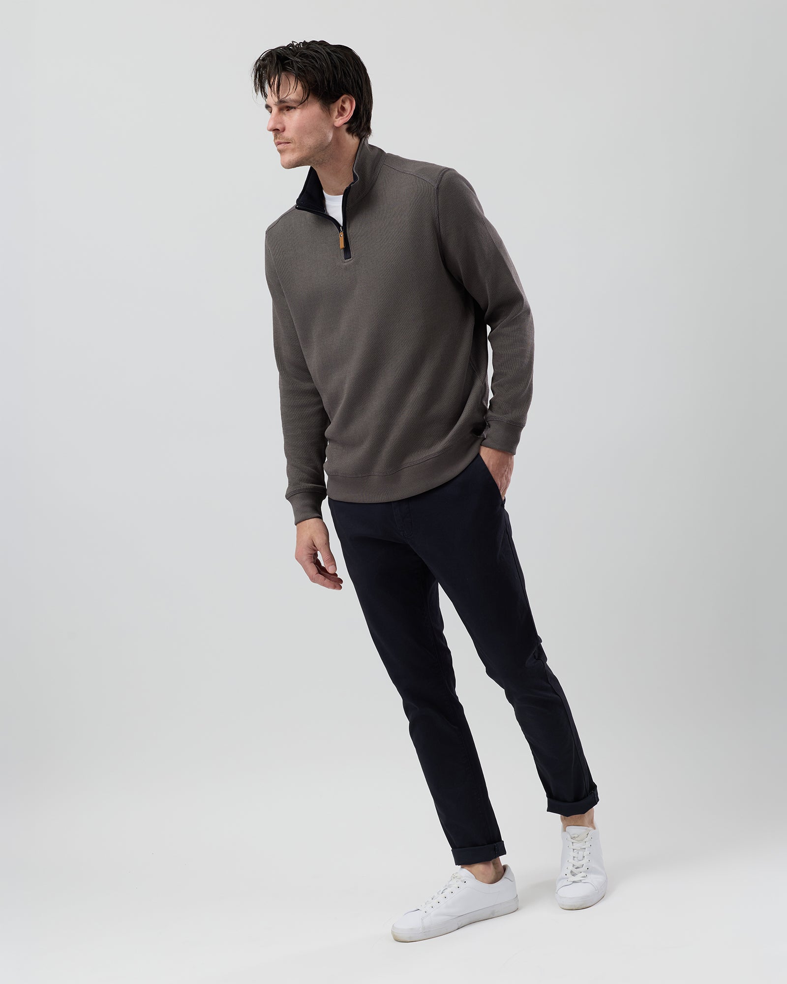 FRENCH RIB HALF ZIP