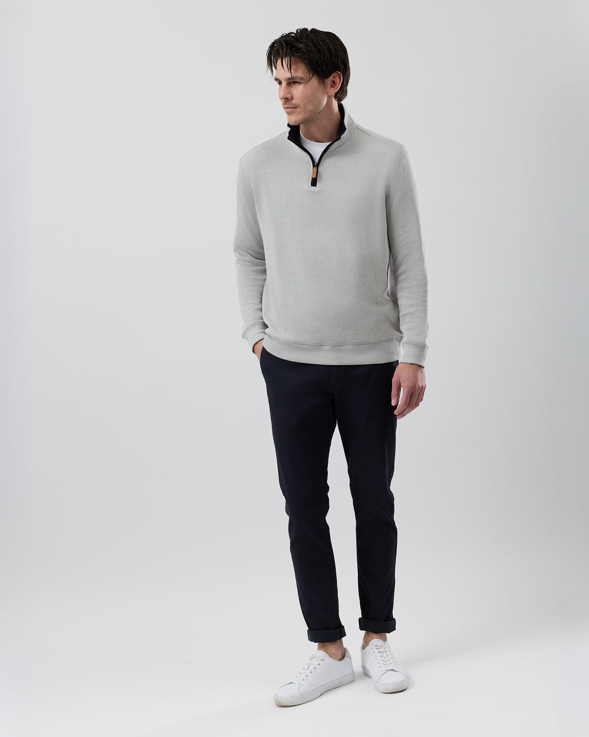 FRENCH RIB HALF ZIP