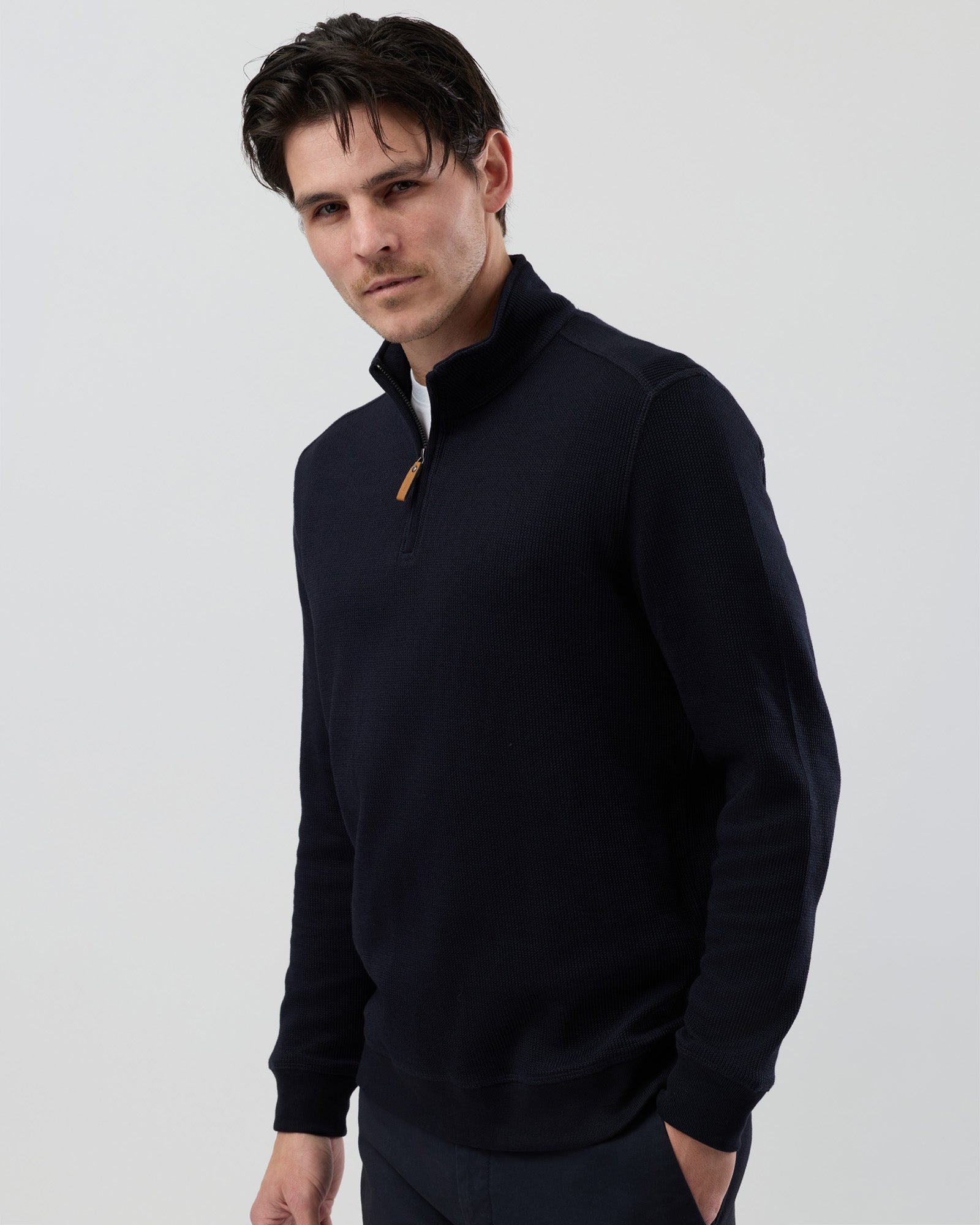 FRENCH RIB HALF ZIP