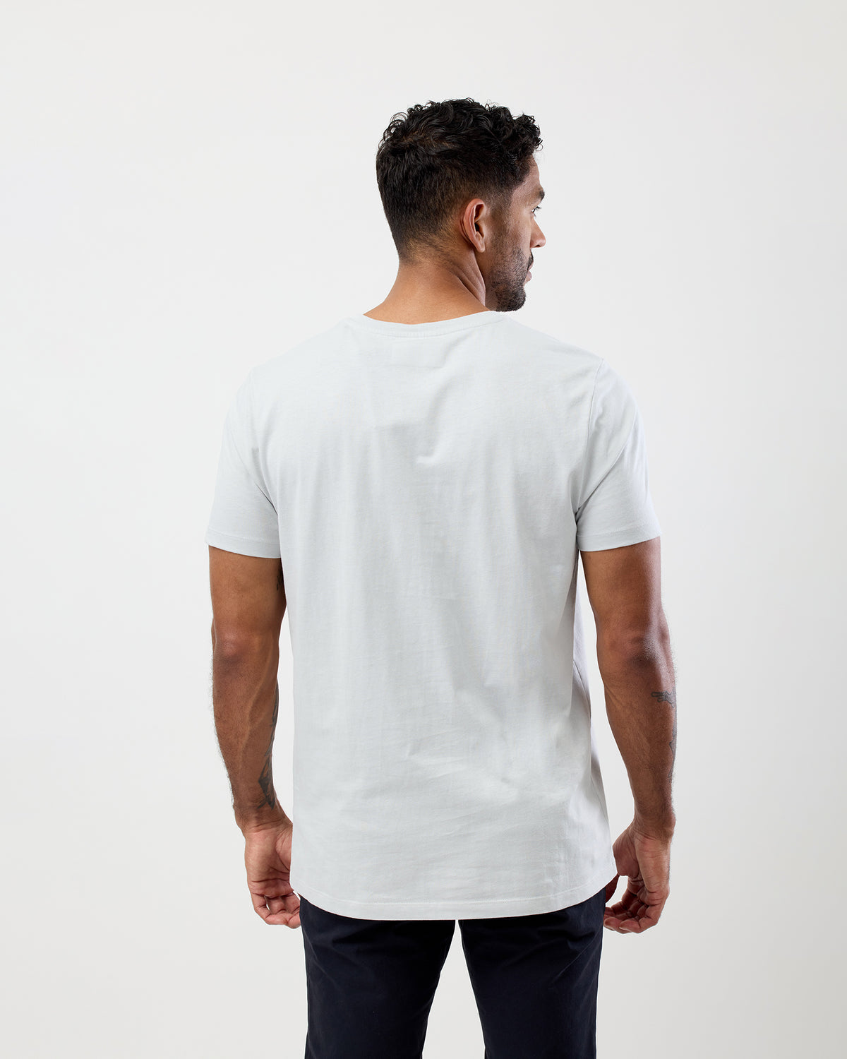 Back view of men's tee in Glacier, by Wayver Originals