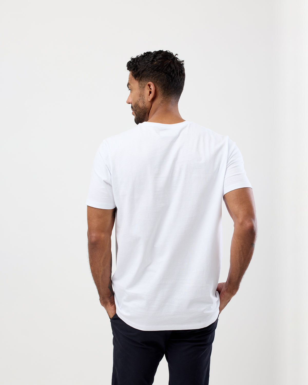 White Tee, premium cotton, by Wayver Originals, rear view