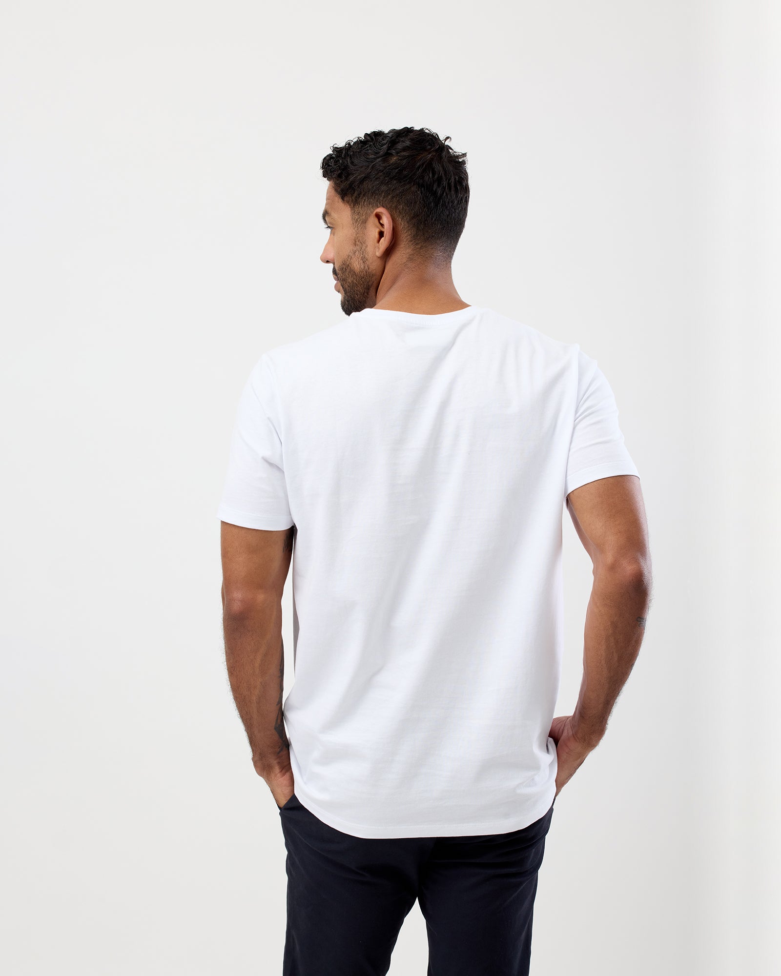 White Tee, premium cotton, by Wayver Originals, rear view