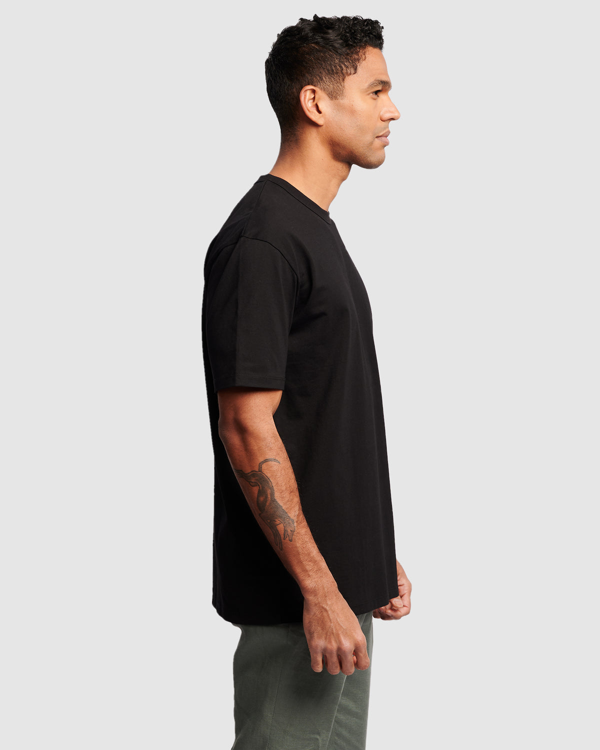 Oversized heavyweight cotton t-shirt, side view