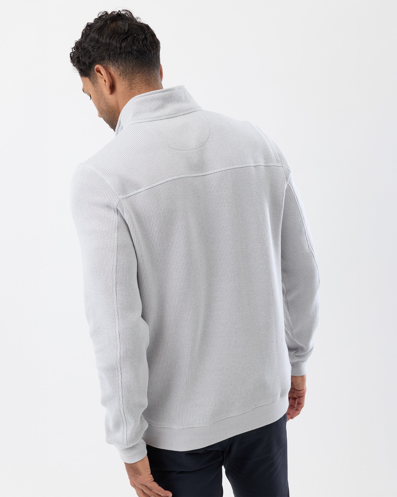 Light Grey knit with zip collar - rear view