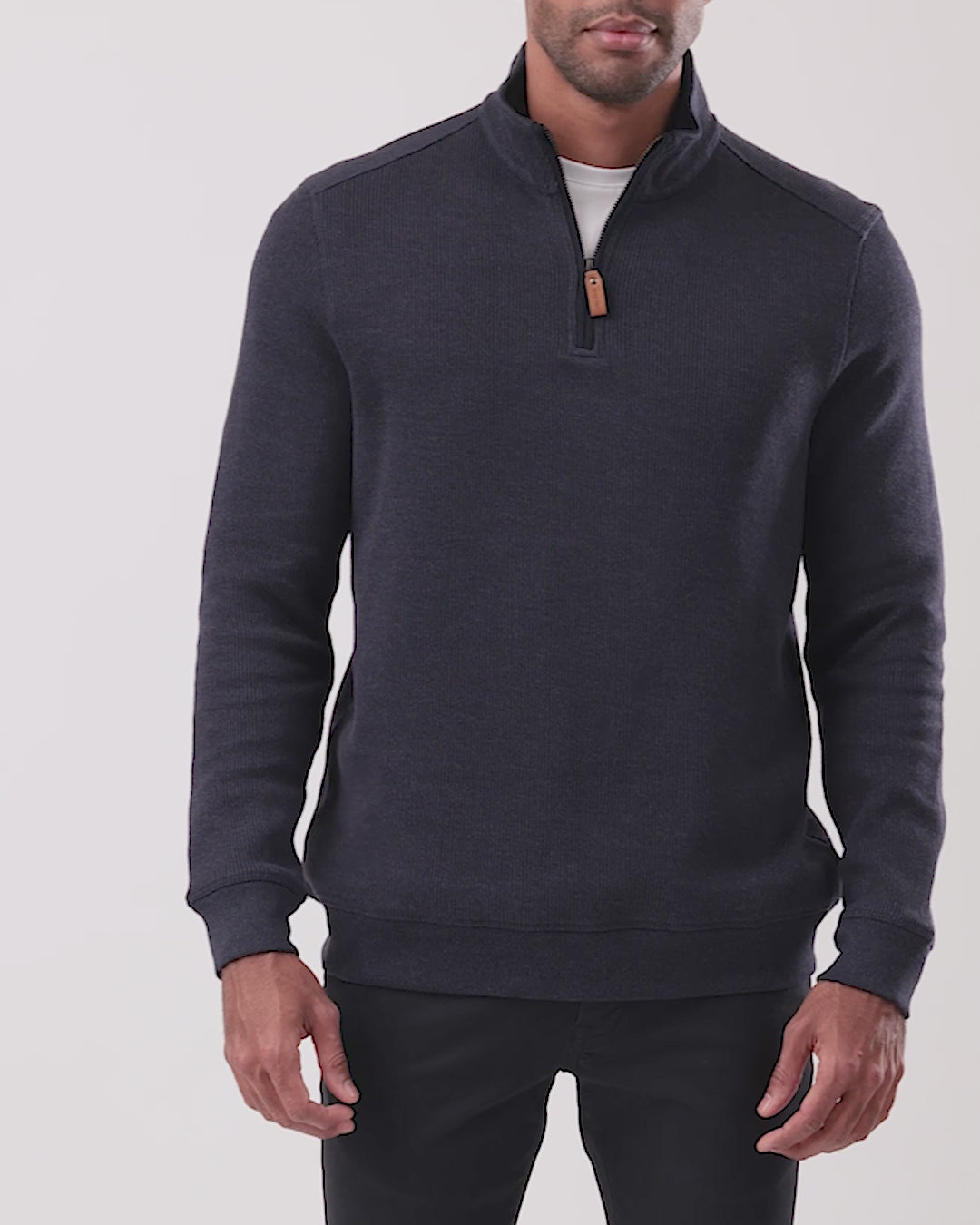Men's Navy French Rib Half Zip Knit
