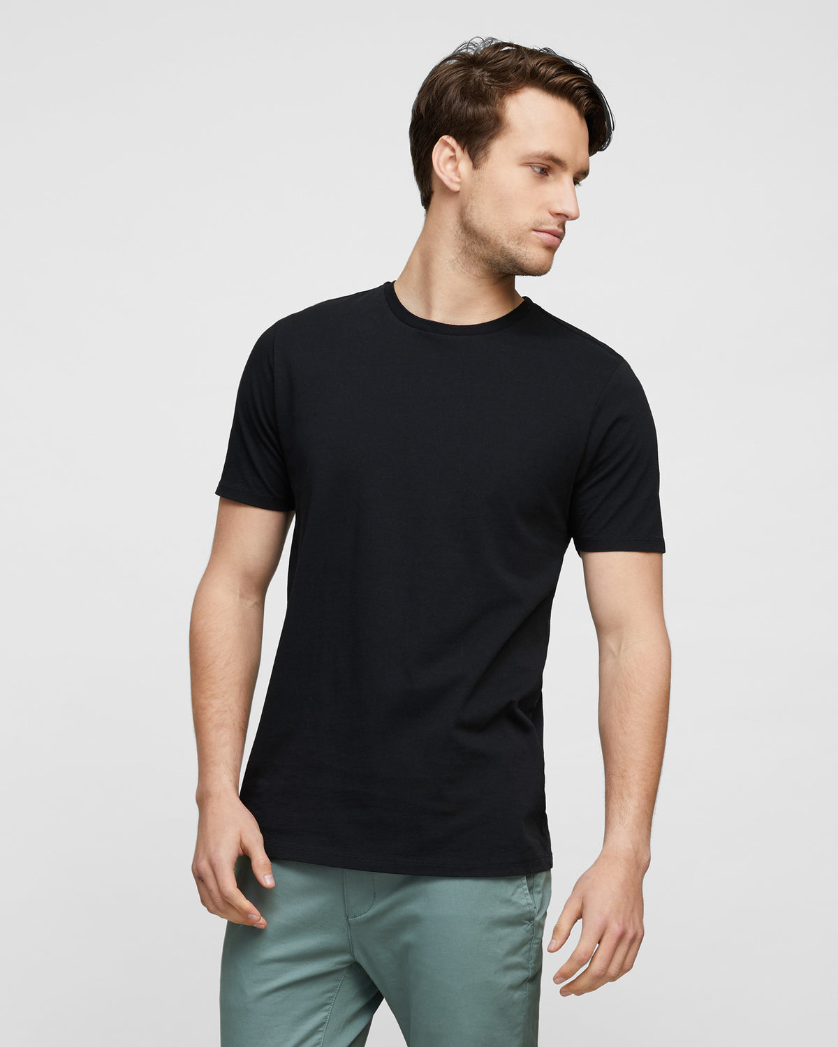Men's Black Essential Crew Tee, by Wayver, front view