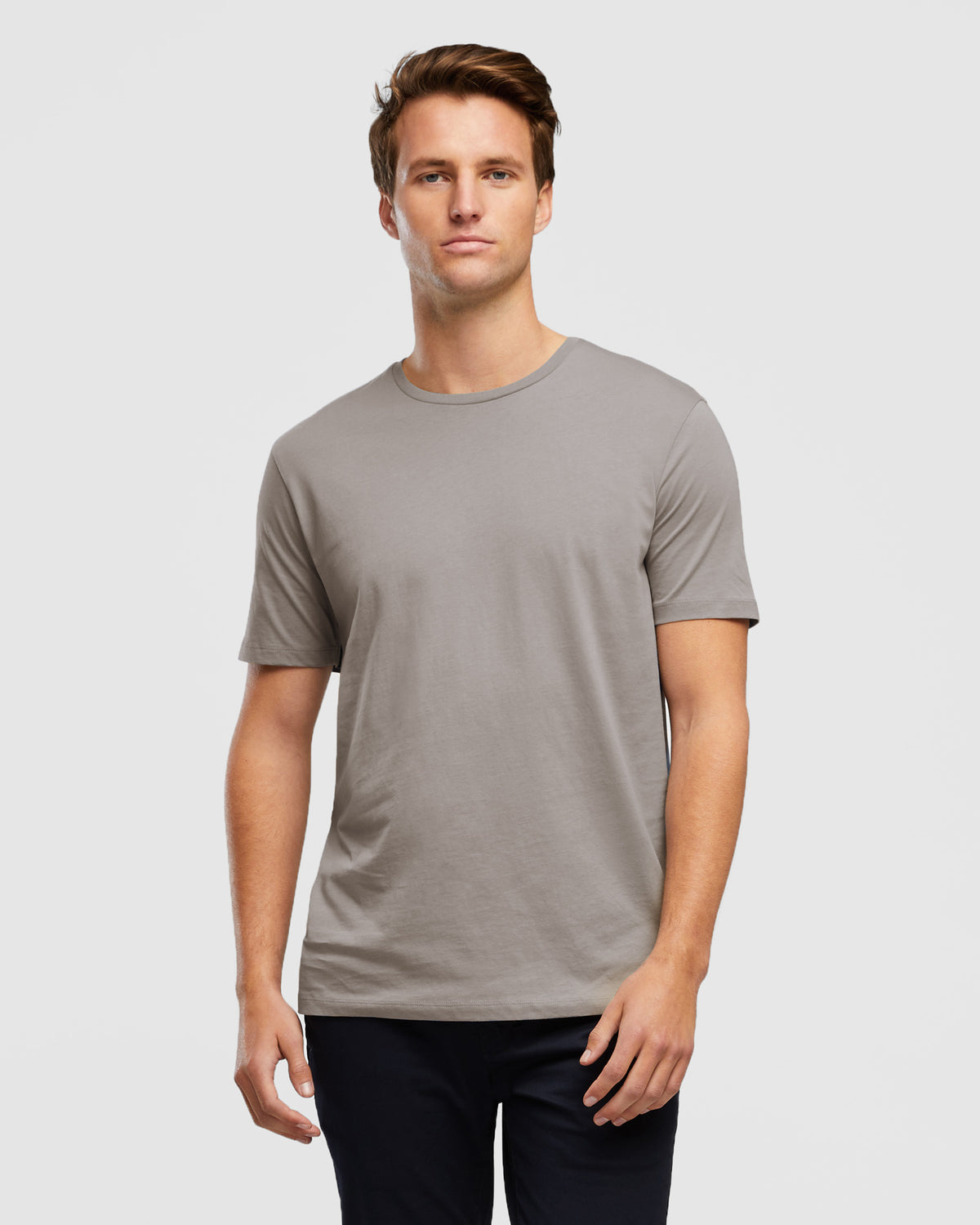 Wayver Essential Crew Tee in Cement, front on body image