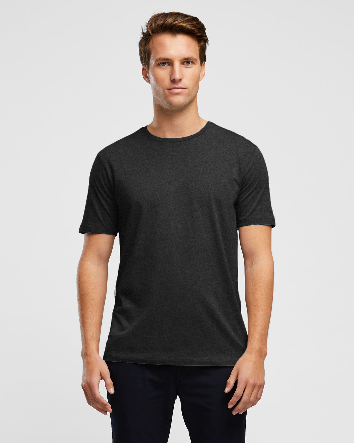 True Classic Charcoal Men's T-Shirt, front view on model