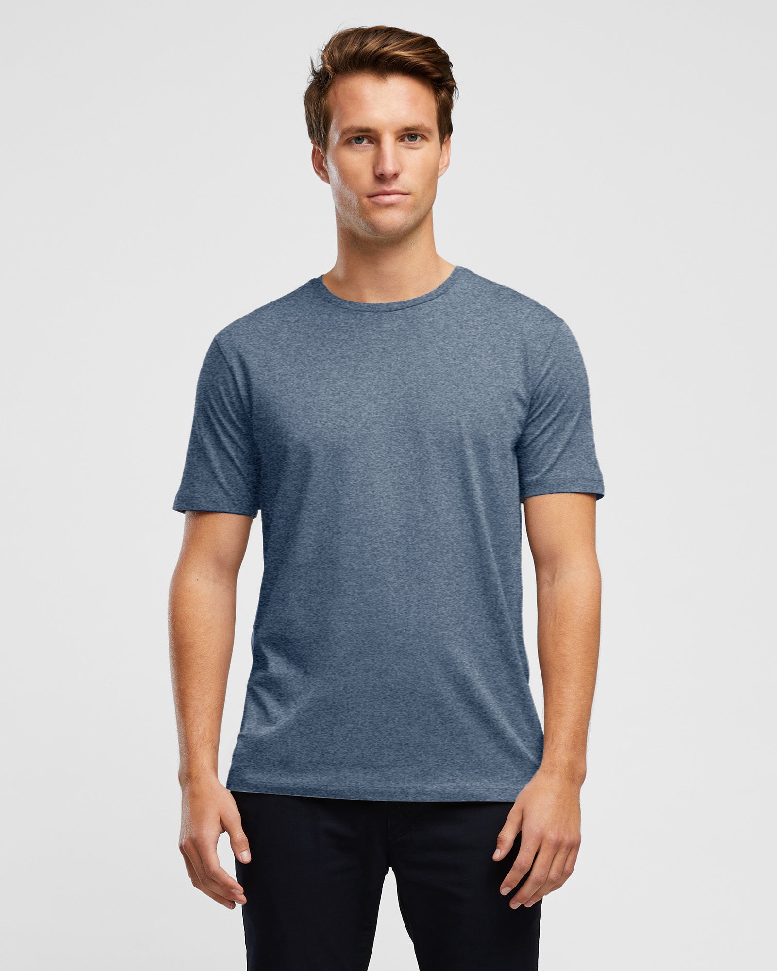 Men's Essential Crew Tee in Ocean colour, front view, by Wayver