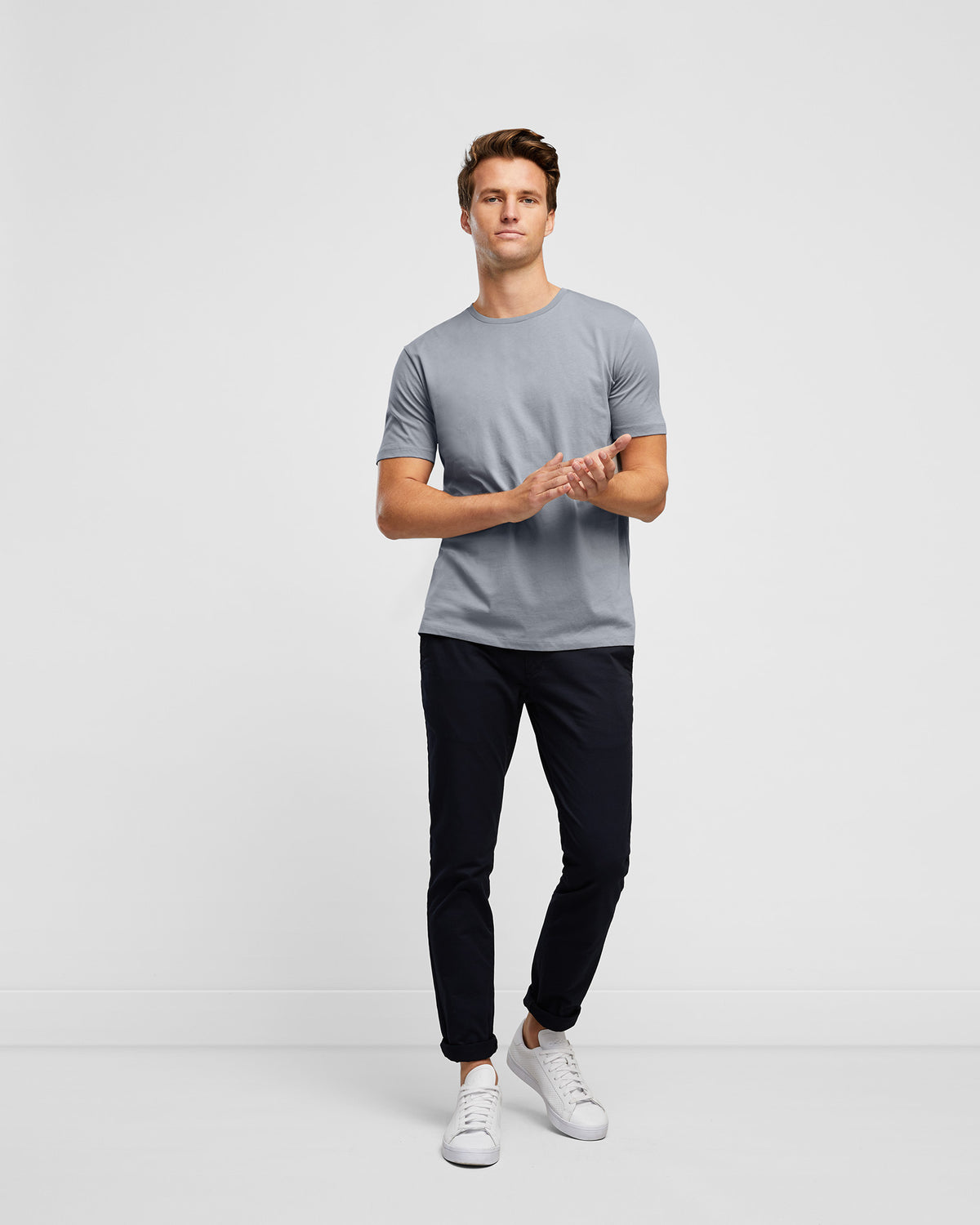 THE ICONIC best selling Men's Crew Neck T-Shirt in Steel Blue, by Wayver