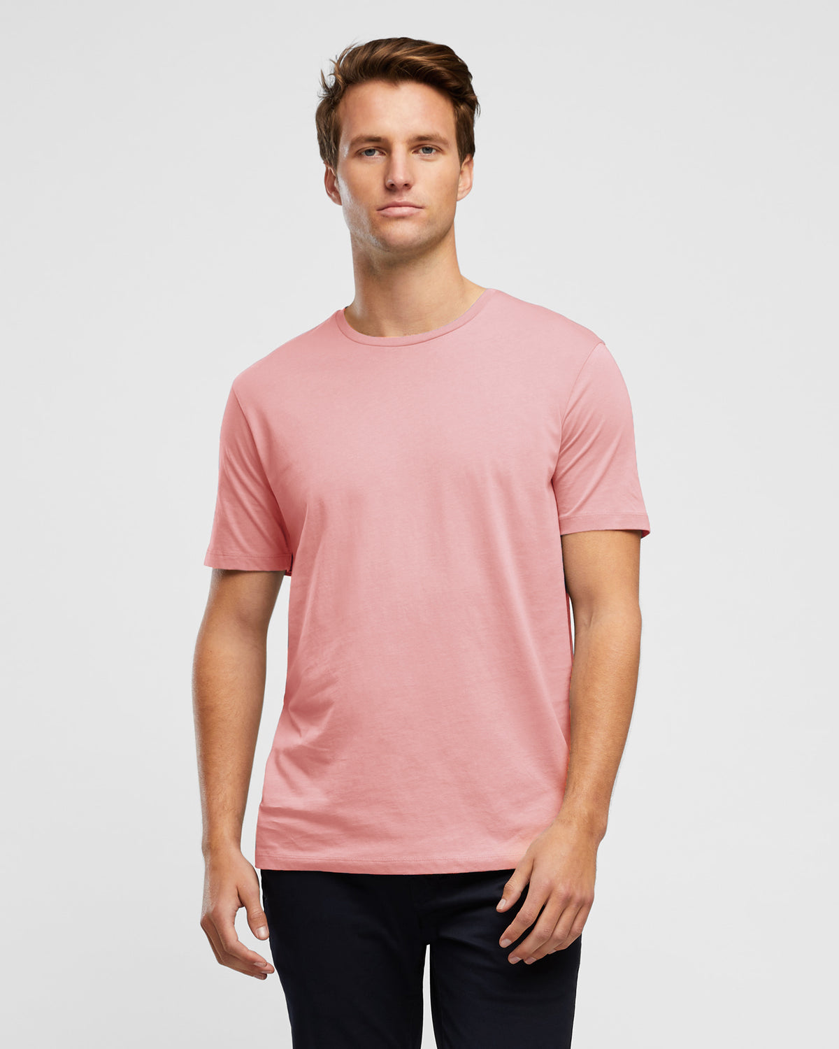 Essential Crew Neck Men's T-Shirt in Pink, front view