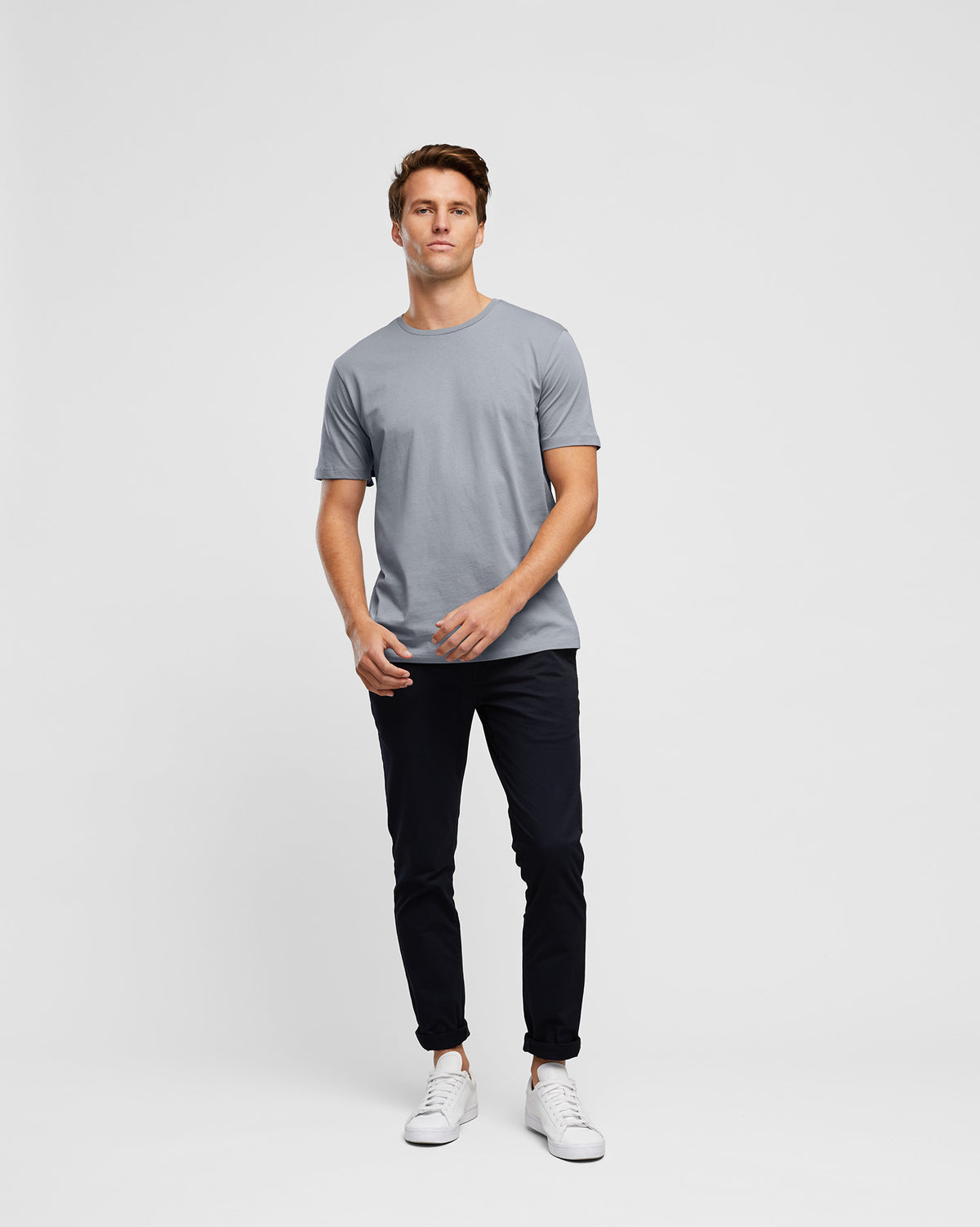 Core T-Shirt in Steel, by Wayver, full body view