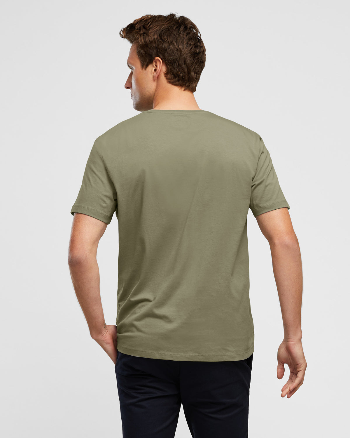 Wayver Moss Green Men's Crew Neck Tee, rear view