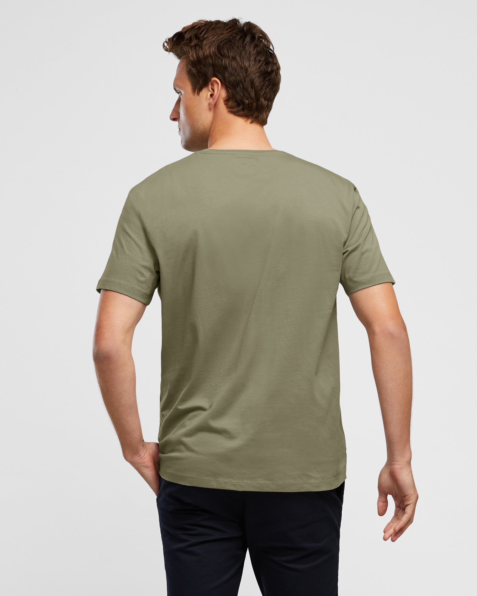 Wayver Moss Green Men's Crew Neck Tee, rear view