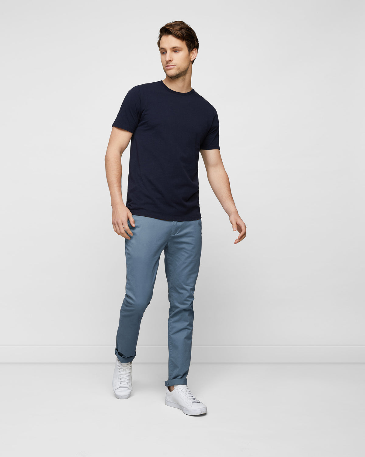 Navy Pure Cotton Premium T-Shirt, full body view