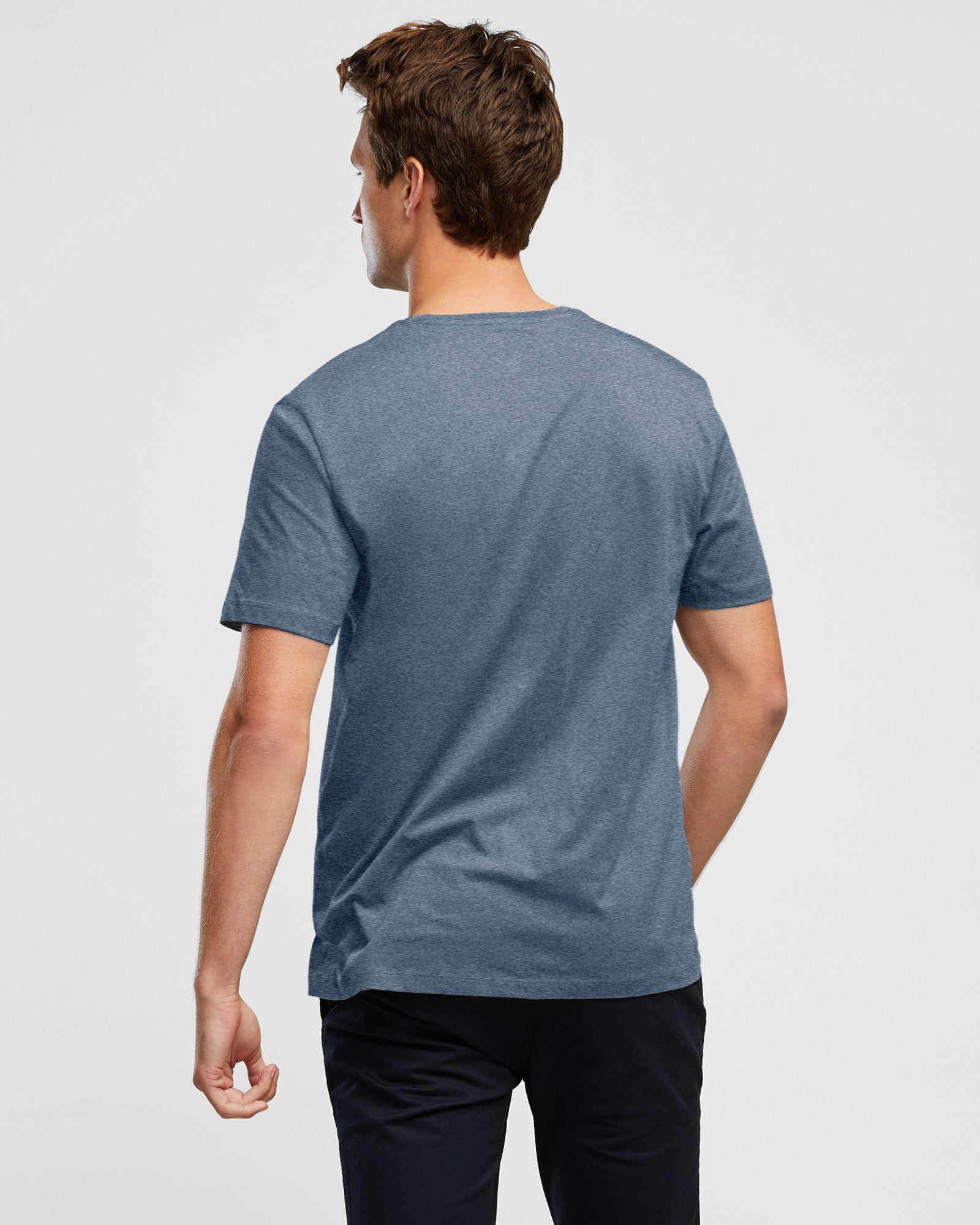 Slim Fitting Men's Tee in Ocean Blue Colourway, rear view
