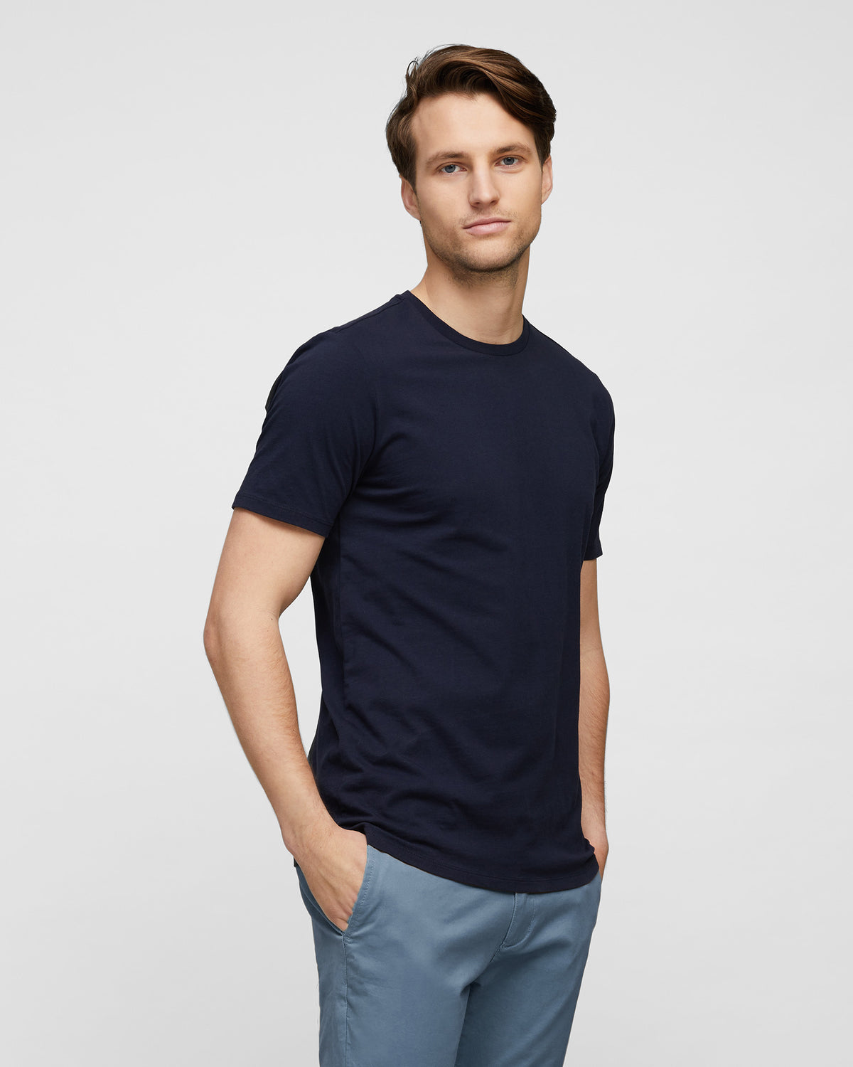 Men's Navy T-Shirt, front view, by Wayver