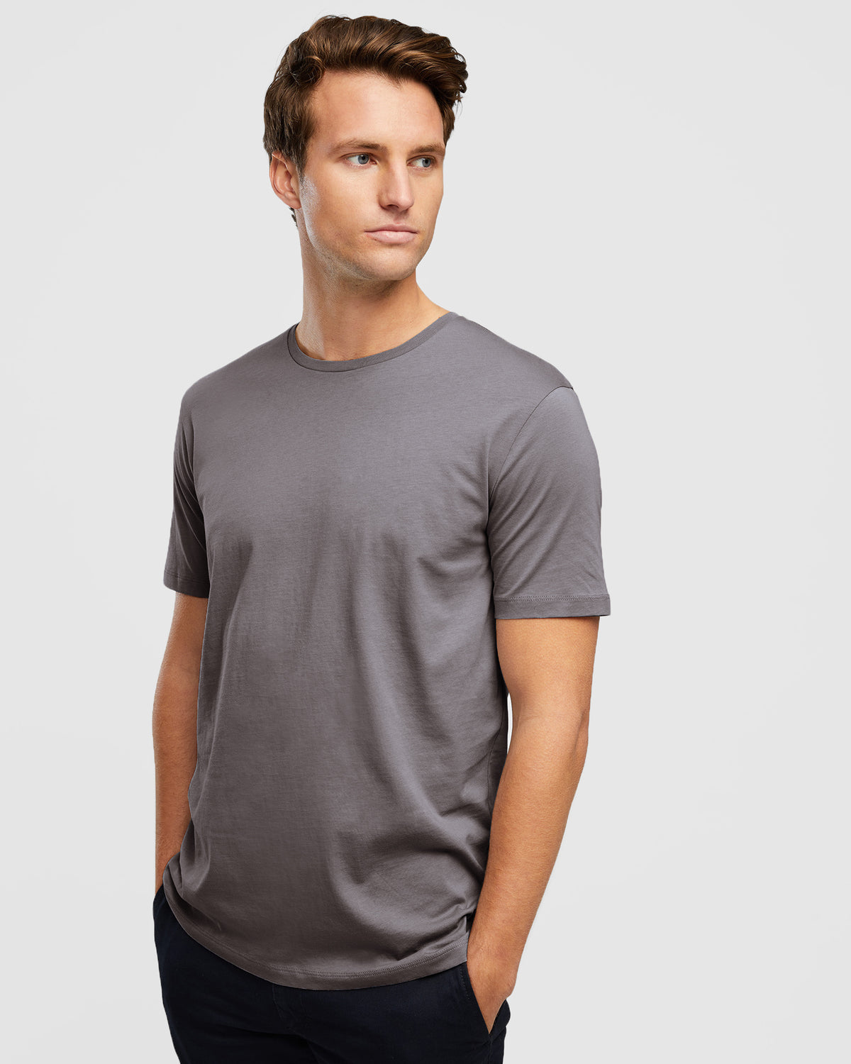 Men's Slim Fitting Tee in Rock Brown, front view