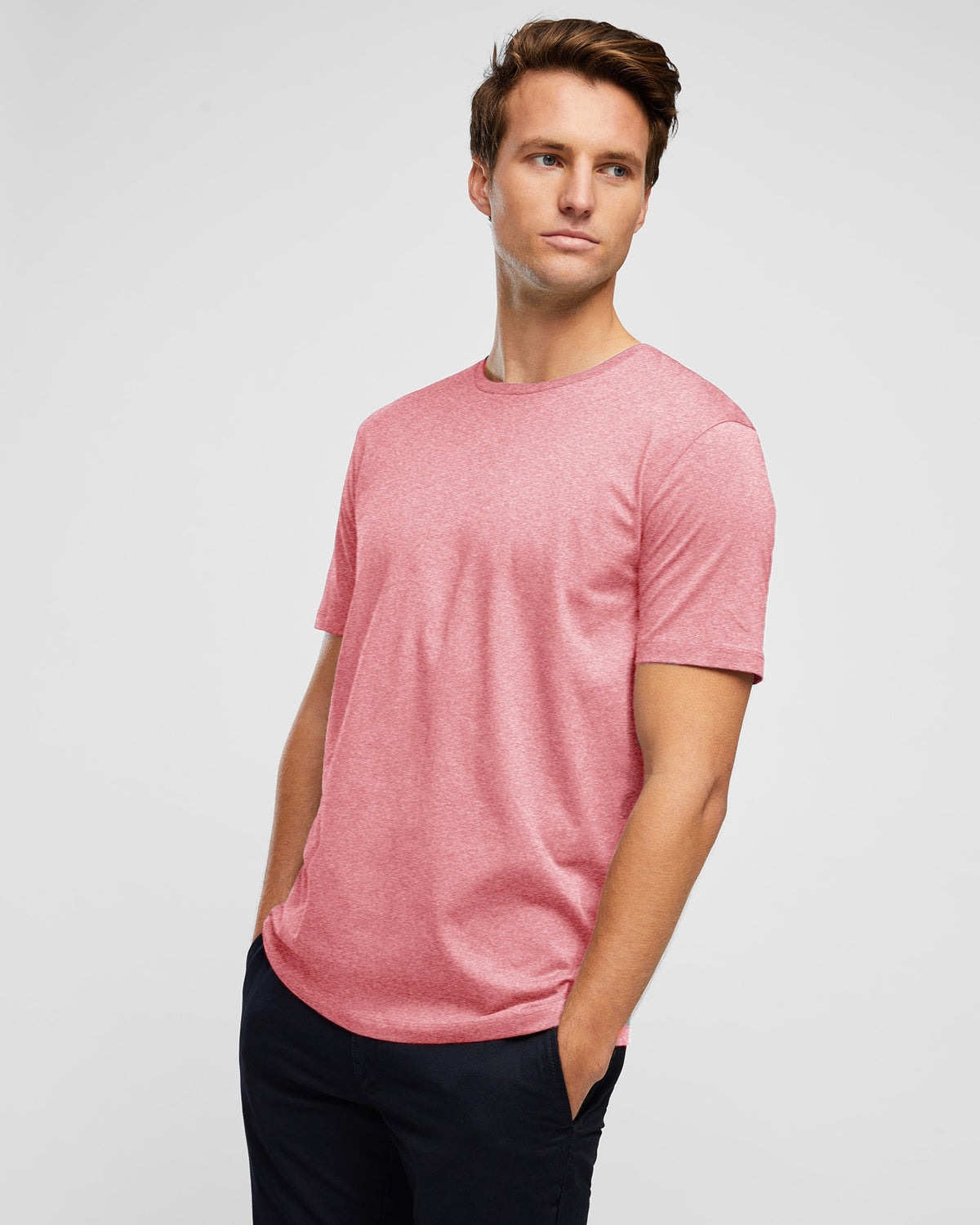 Short Sleeve Crew Neck Men's Tee in Coral Pink